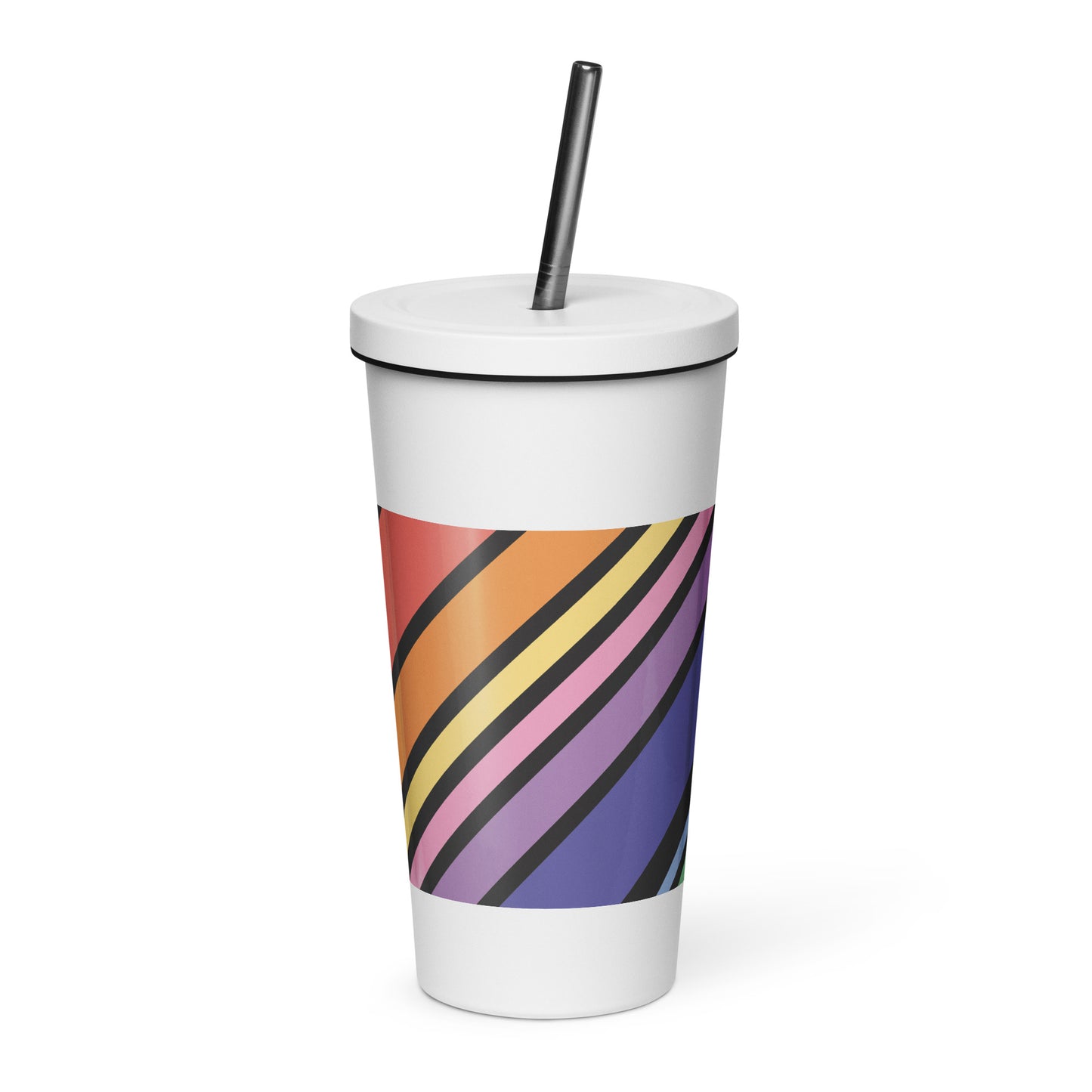 Rainbow Insulated tumbler with a straw