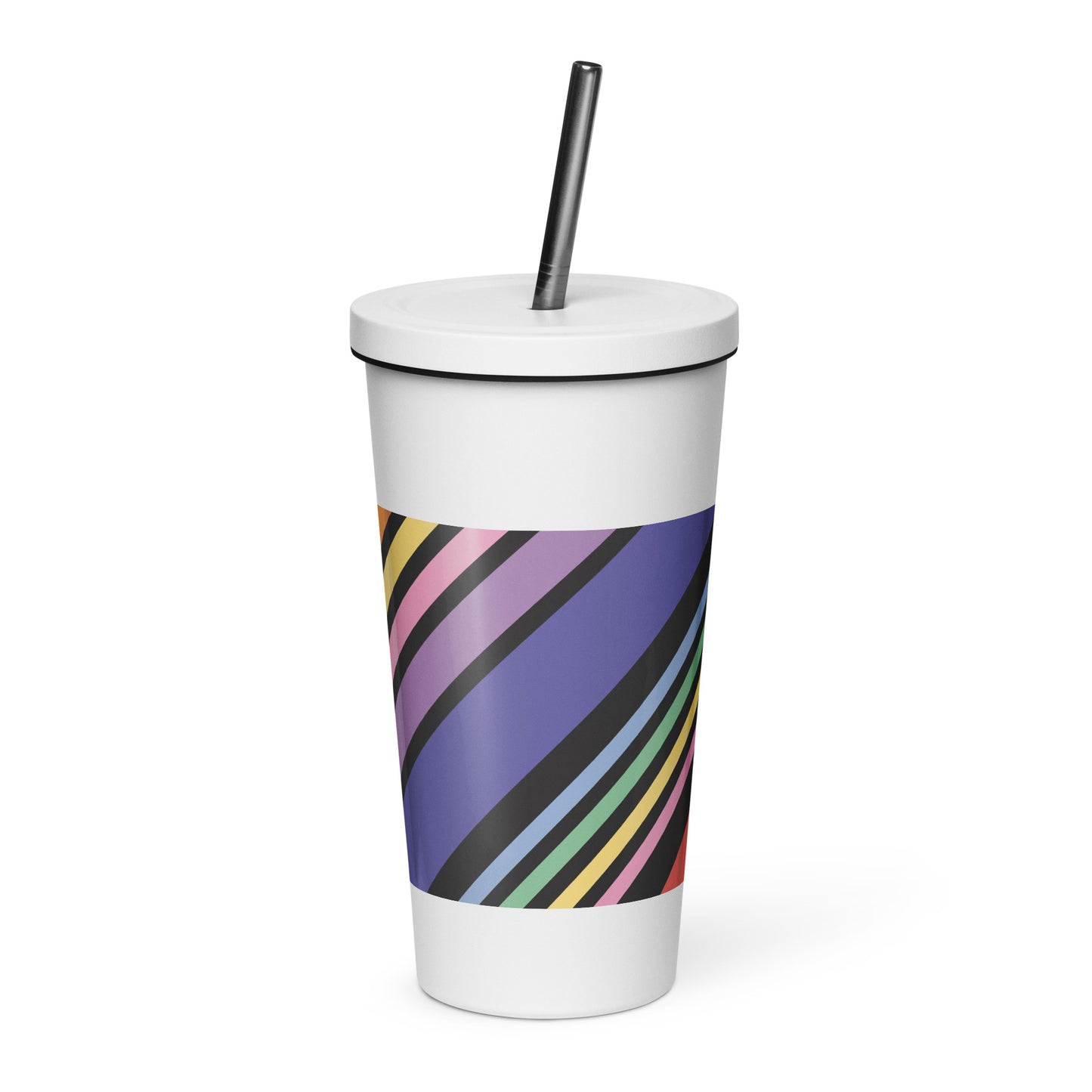 Rainbow Insulated tumbler with a straw