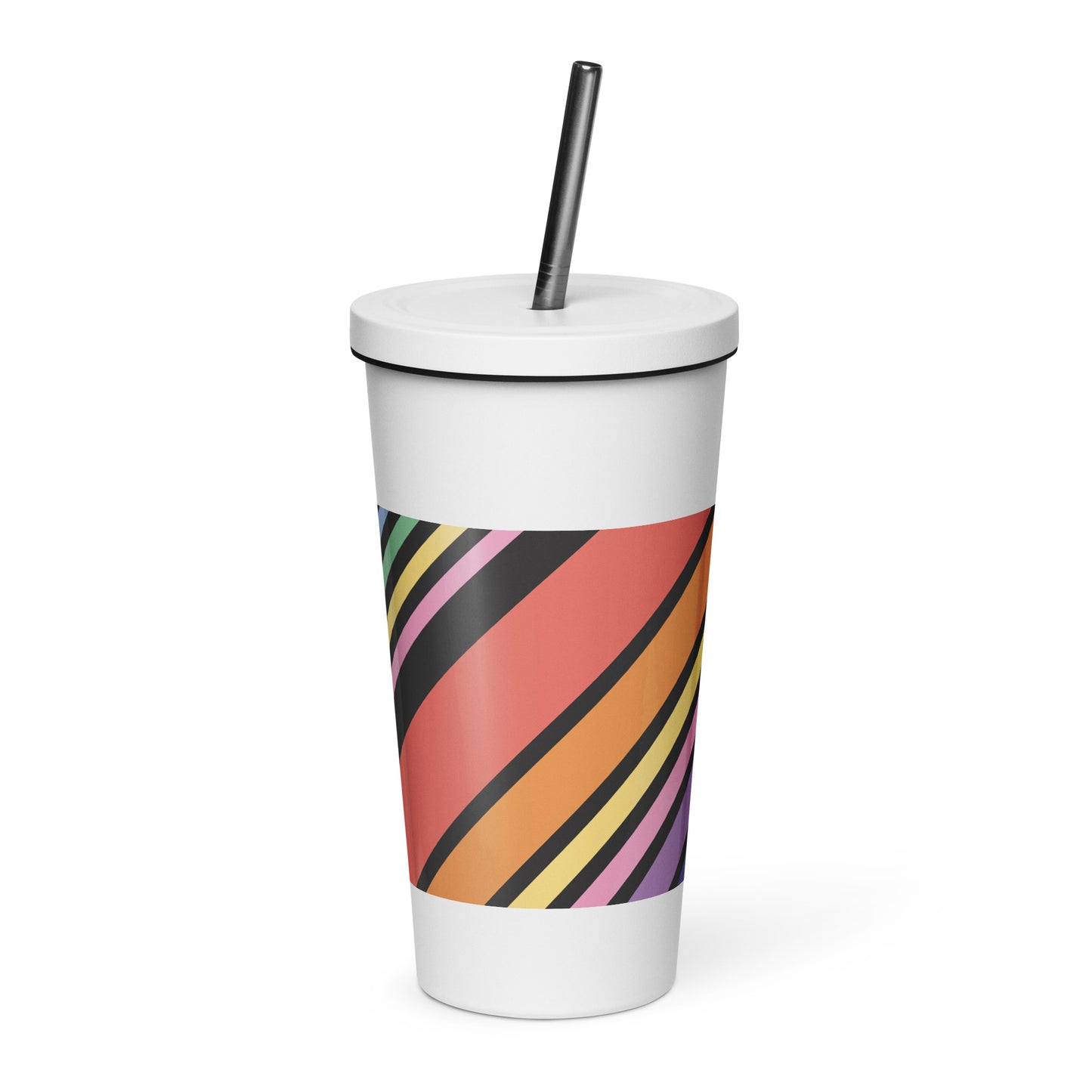 Rainbow Insulated tumbler with a straw