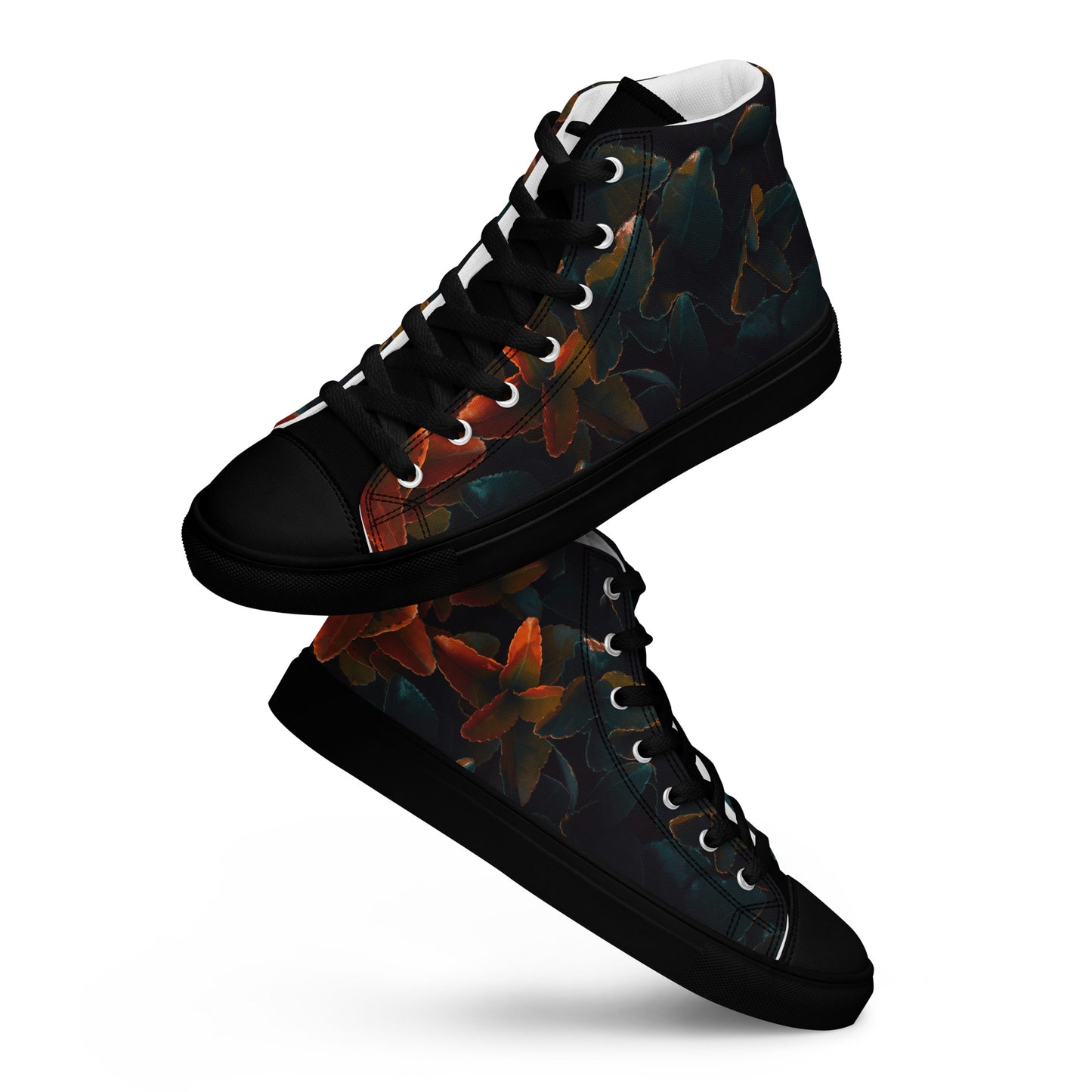 Dark and Orange Men’s high top canvas shoes