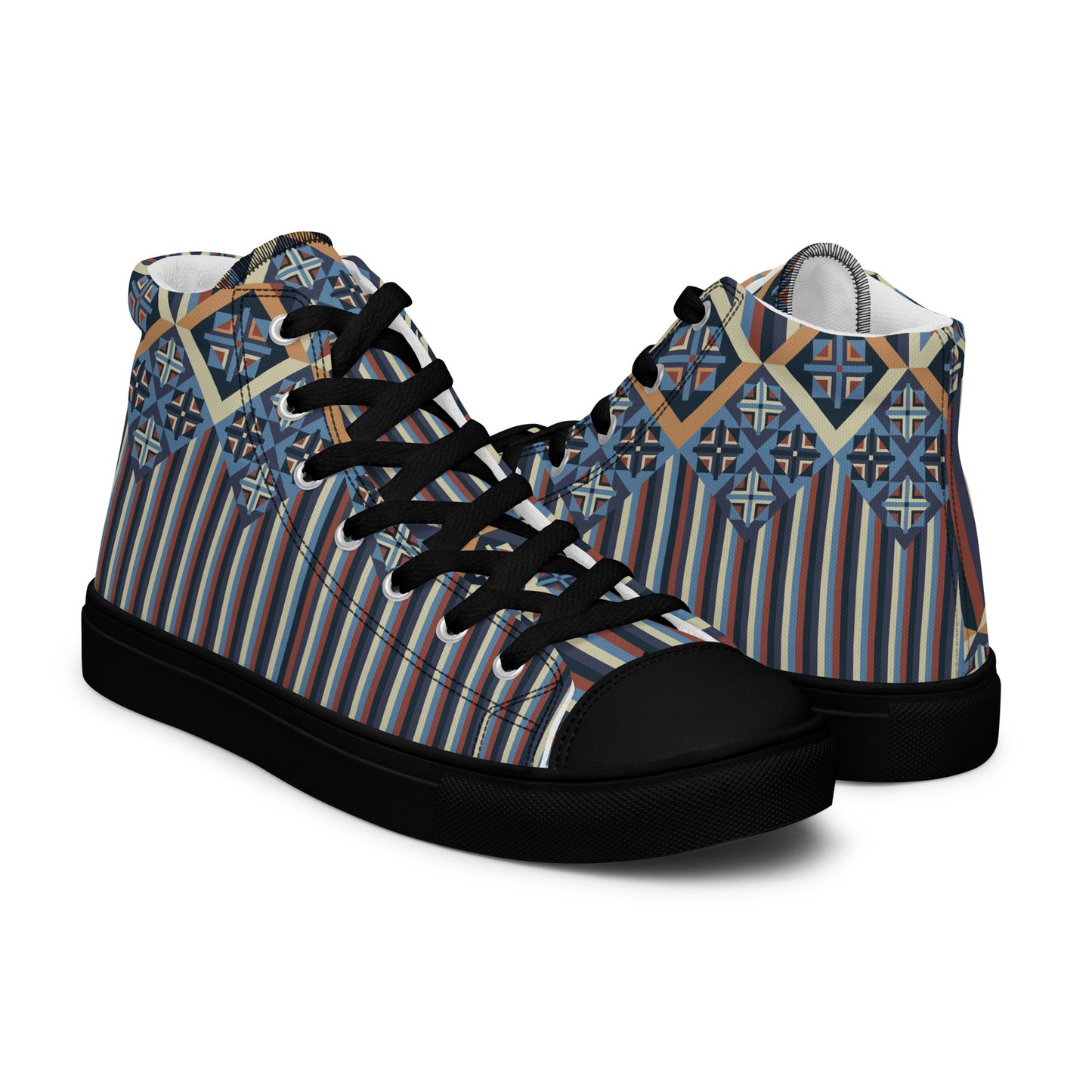 Men’s Geometric Lines high top canvas shoes