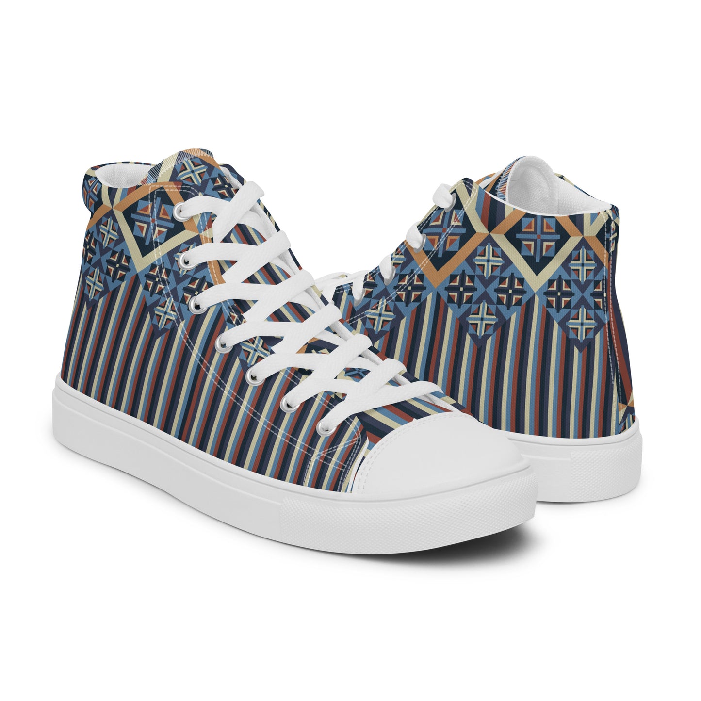 Men’s Geometric Lines high top canvas shoes