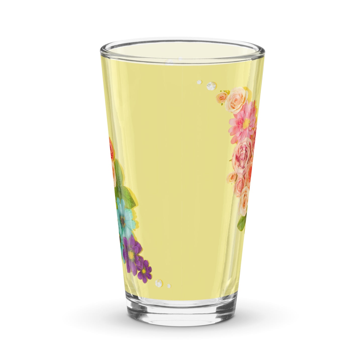 Yellow Floral Shaker pint glass