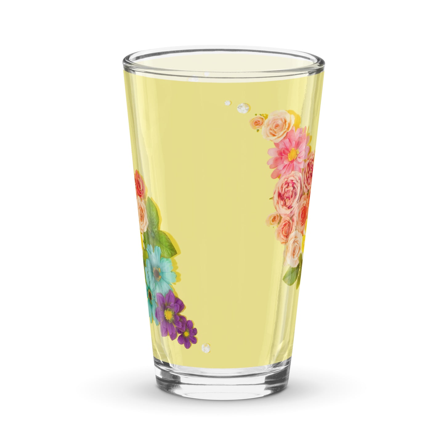 Yellow Floral Shaker pint glass