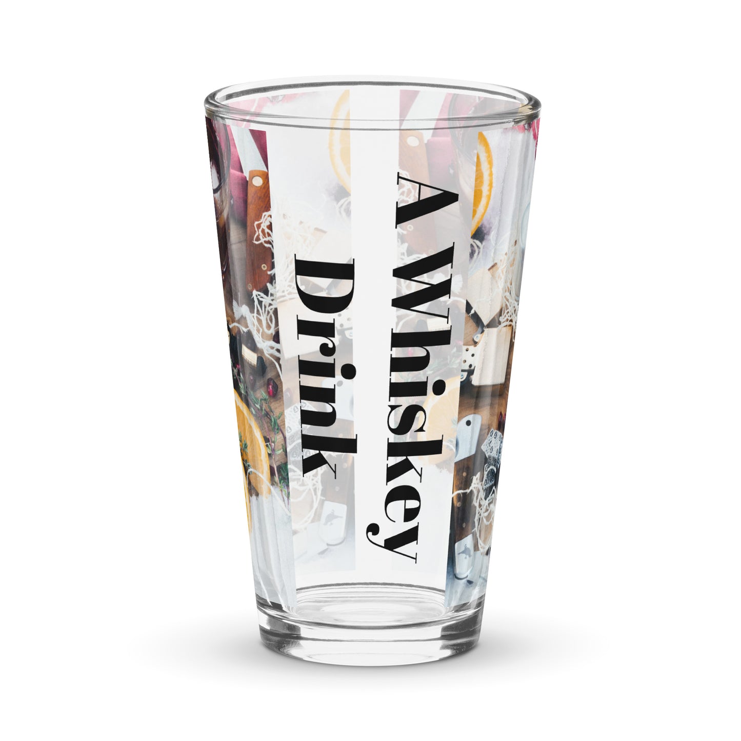 A Whiskey Drink Shaker pint glass