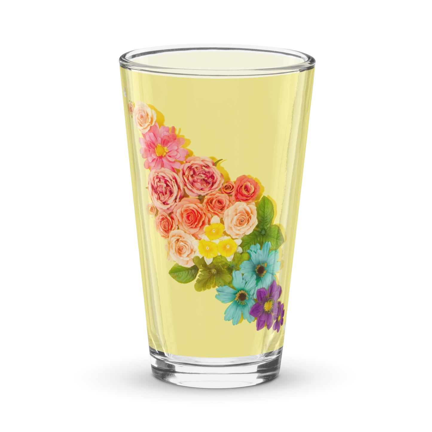 Yellow Floral Shaker pint glass