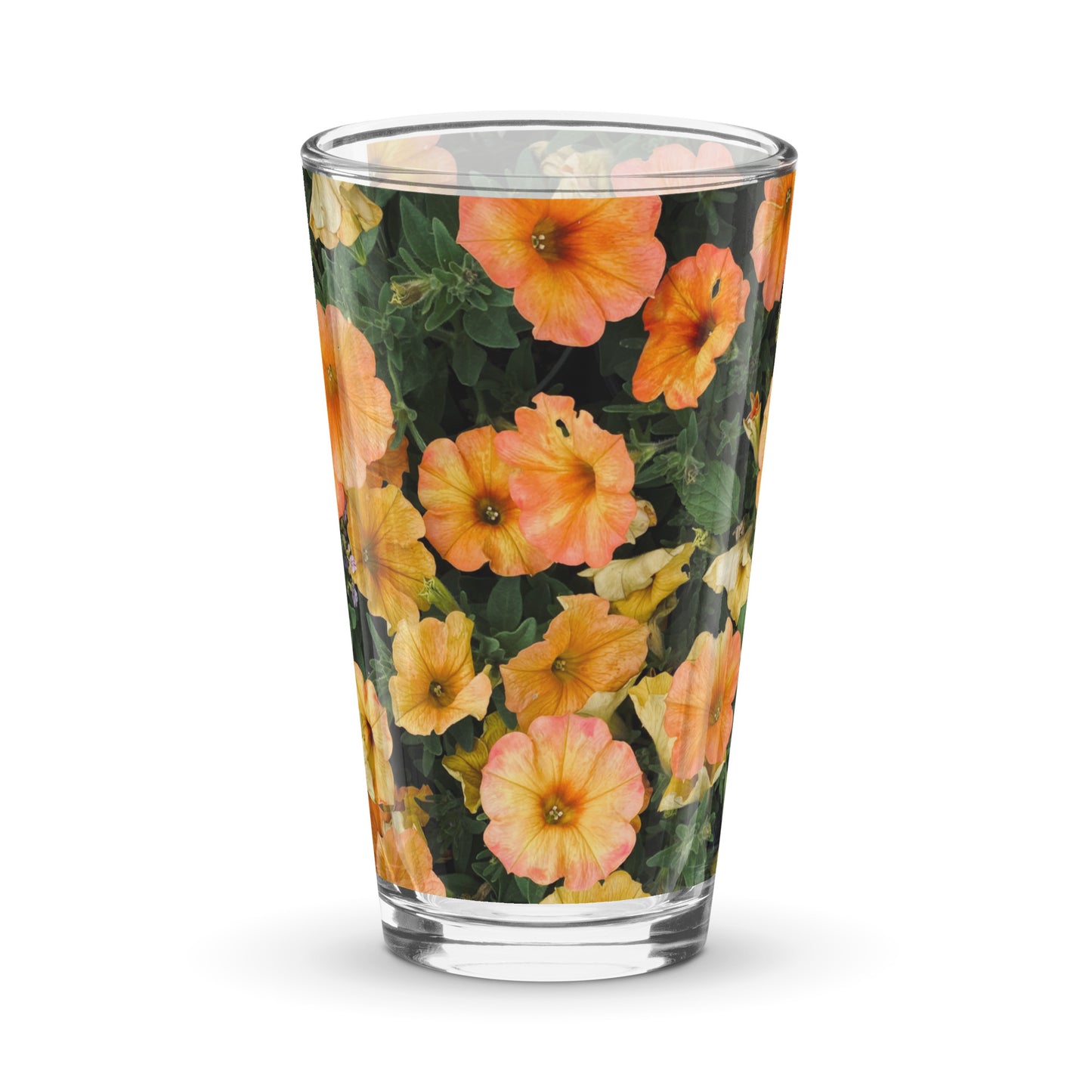 Orange Flowers Shaker pint glass