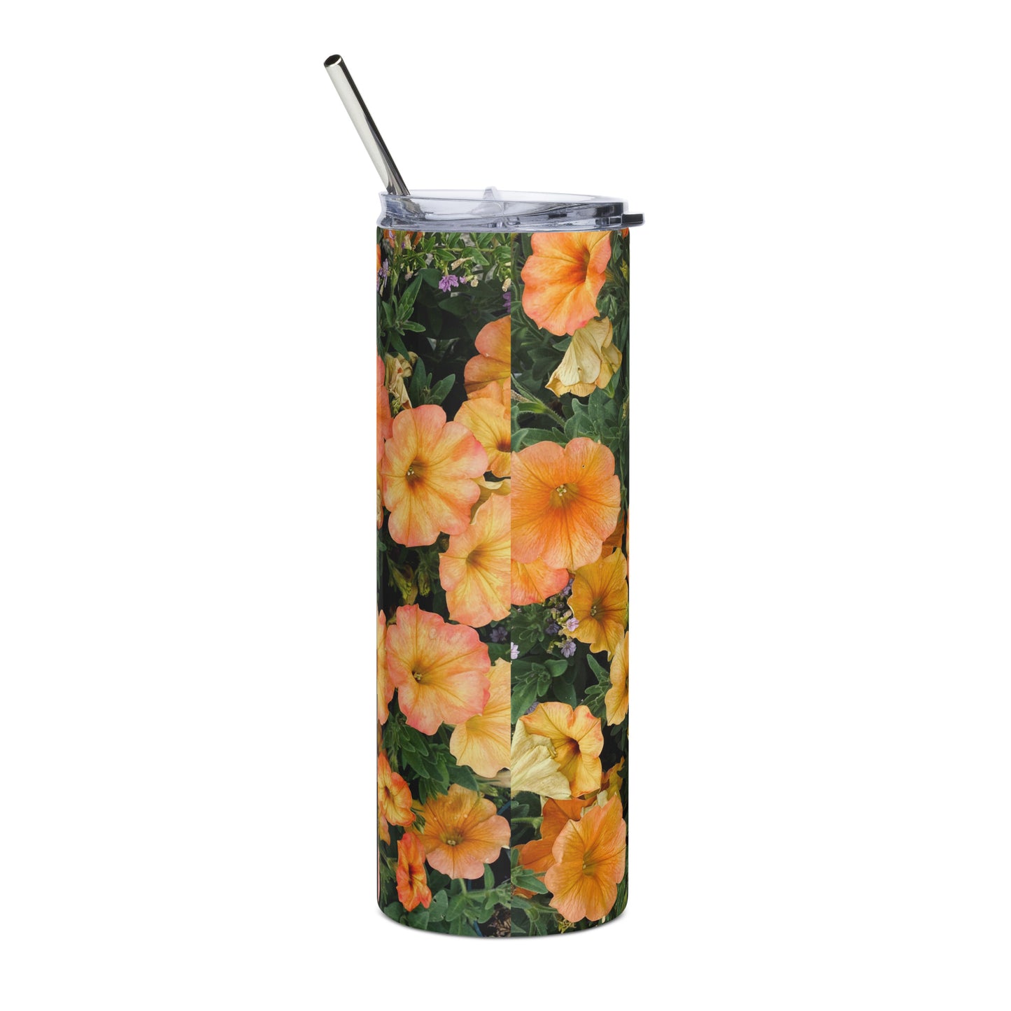 Orange Flowers Stainless steel tumbler