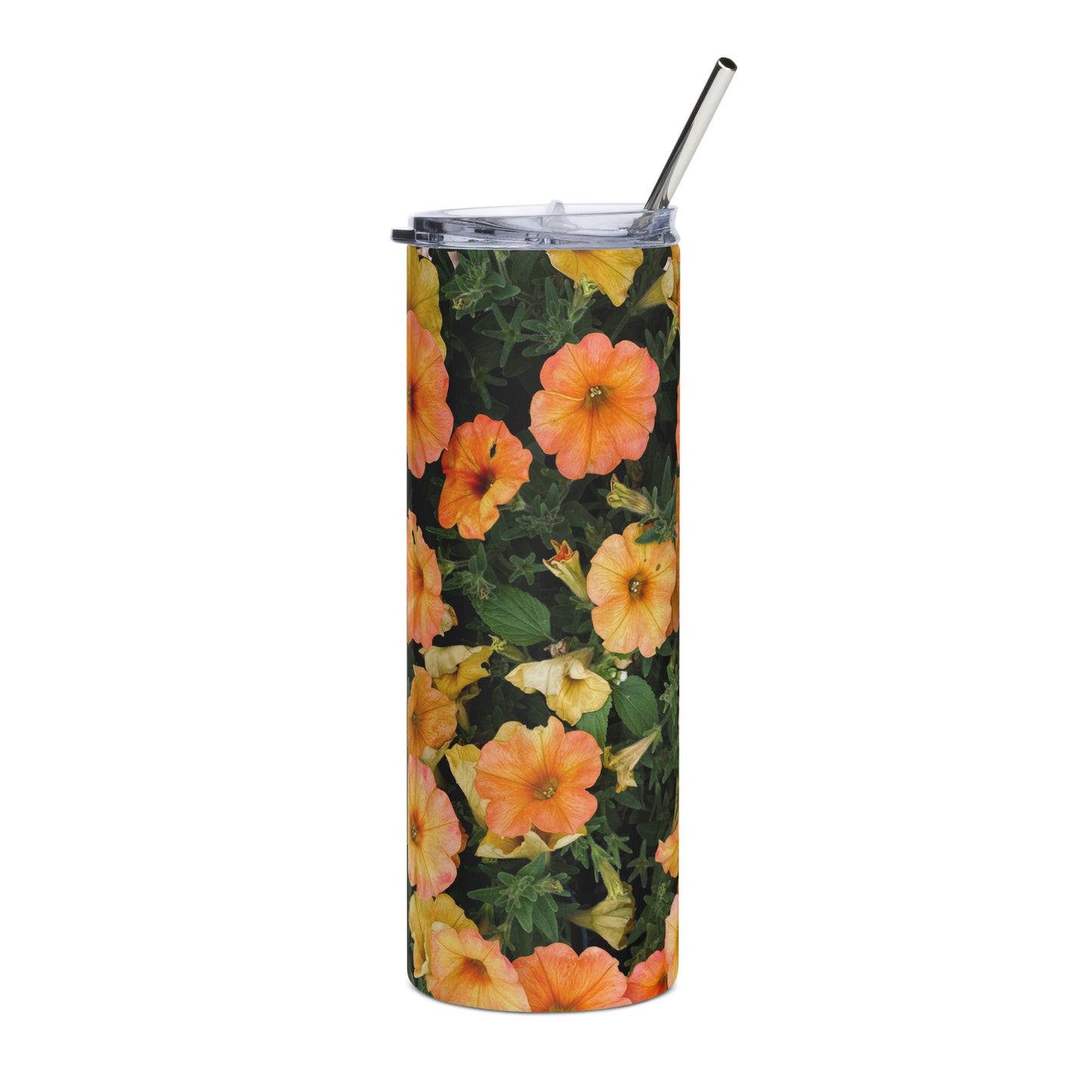 Orange Flowers Stainless steel tumbler