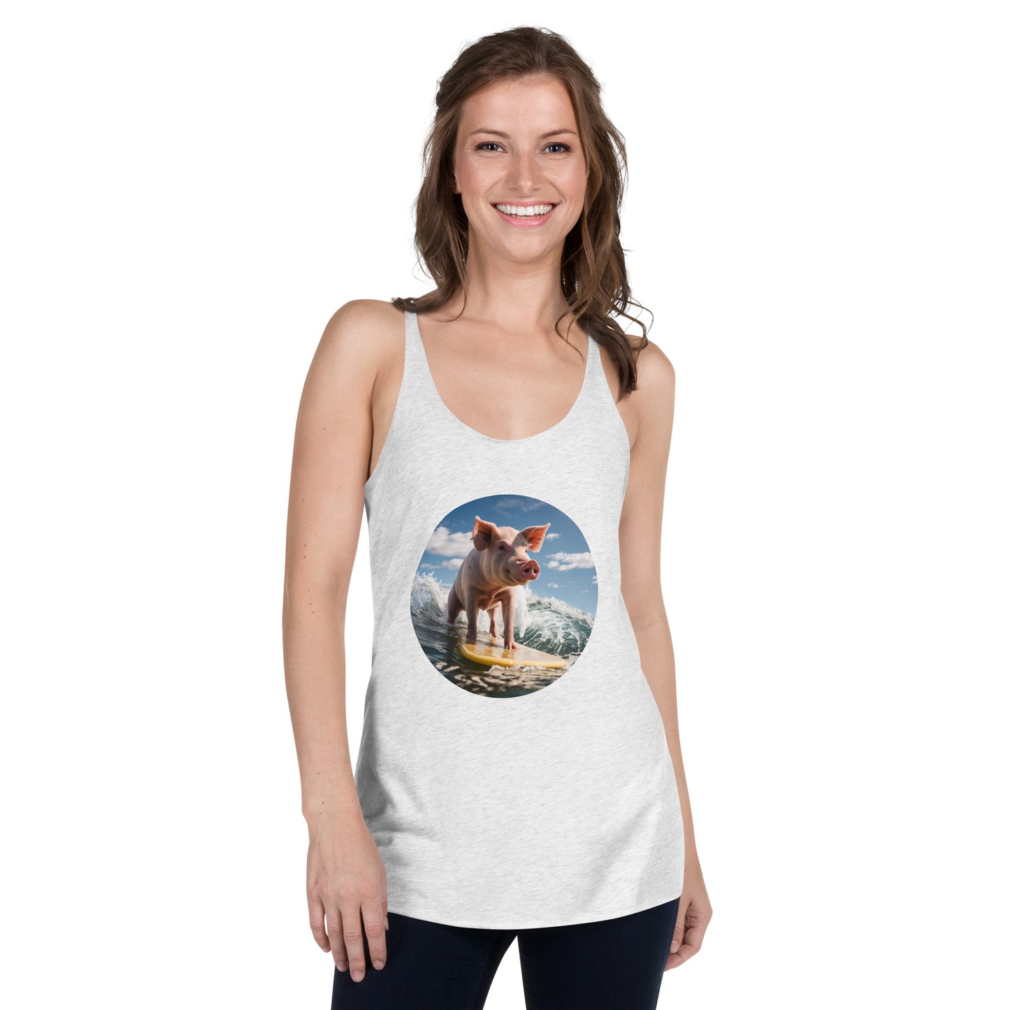 Surfing Pig Women's Racerback Tank