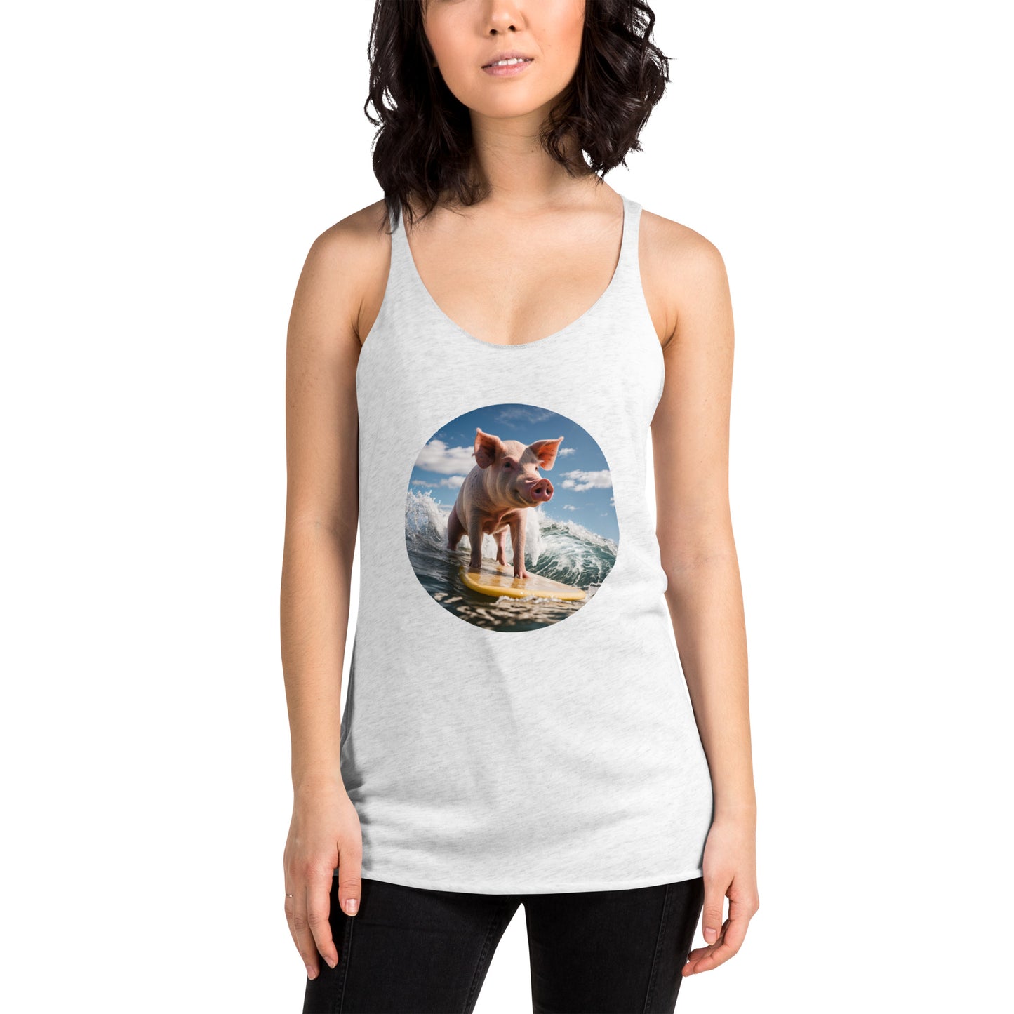 Surfing Pig Women's Racerback Tank