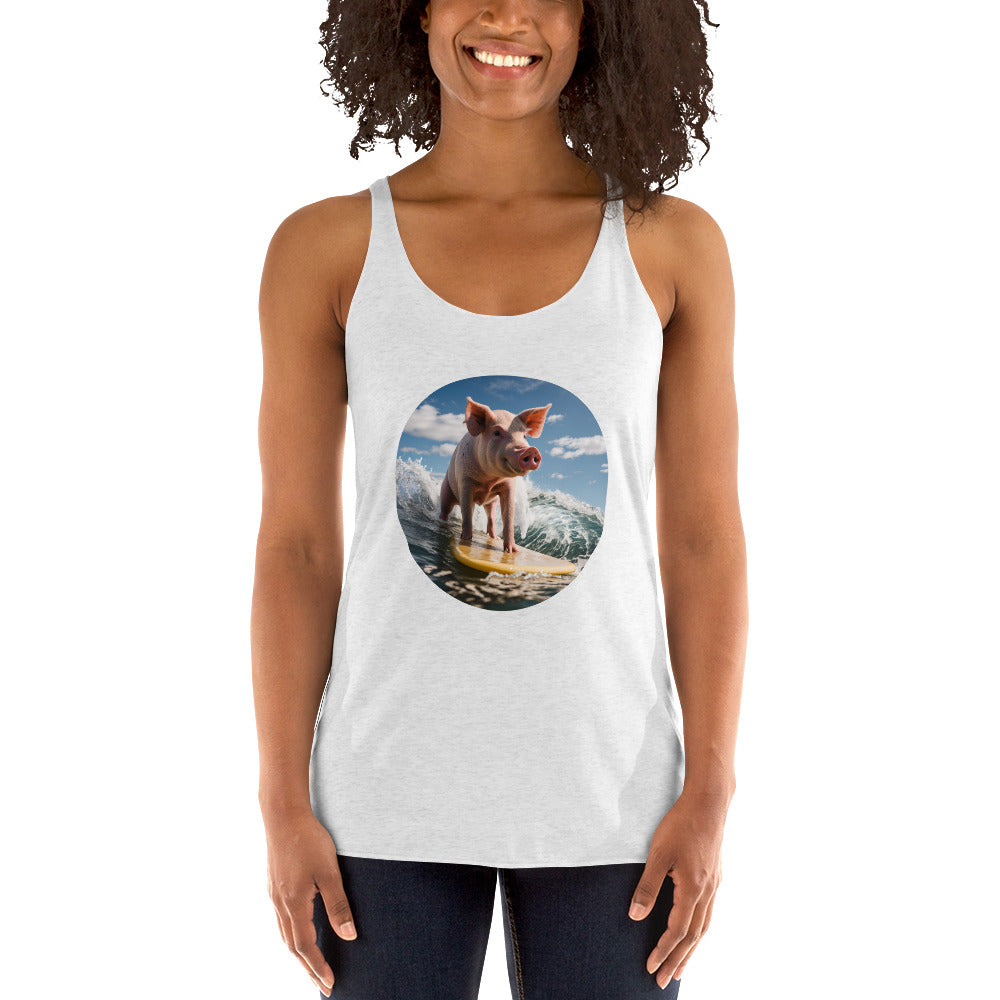 Surfing Pig Women's Racerback Tank