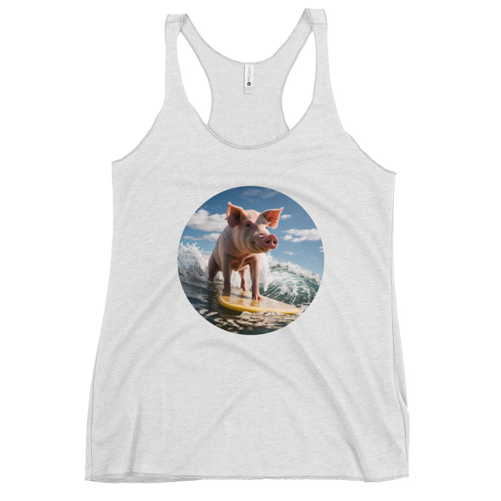 Surfing Pig Women's Racerback Tank