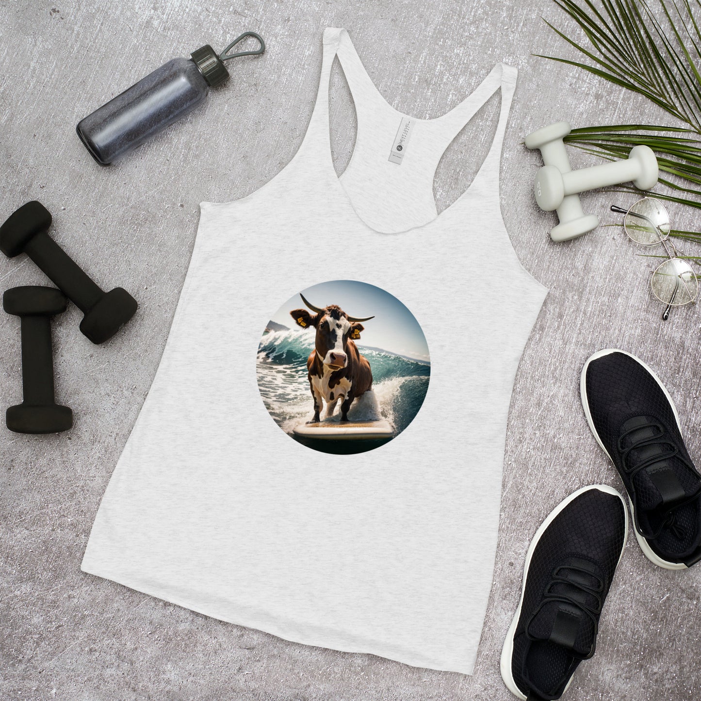 Surfing Cow Women's Racerback Tank