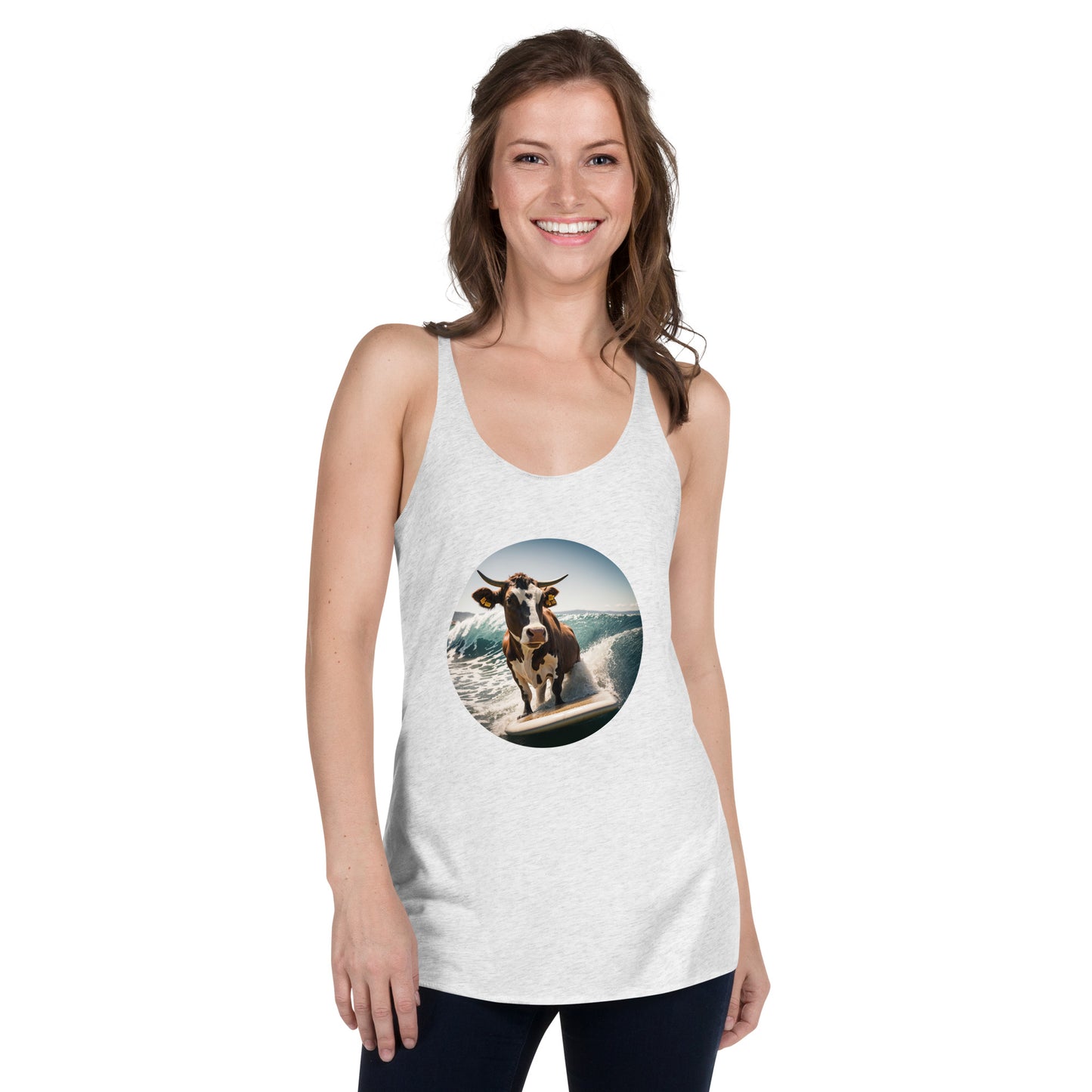 Surfing Cow Women's Racerback Tank