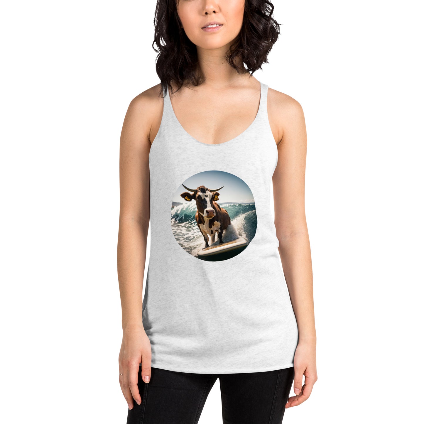 Surfing Cow Women's Racerback Tank