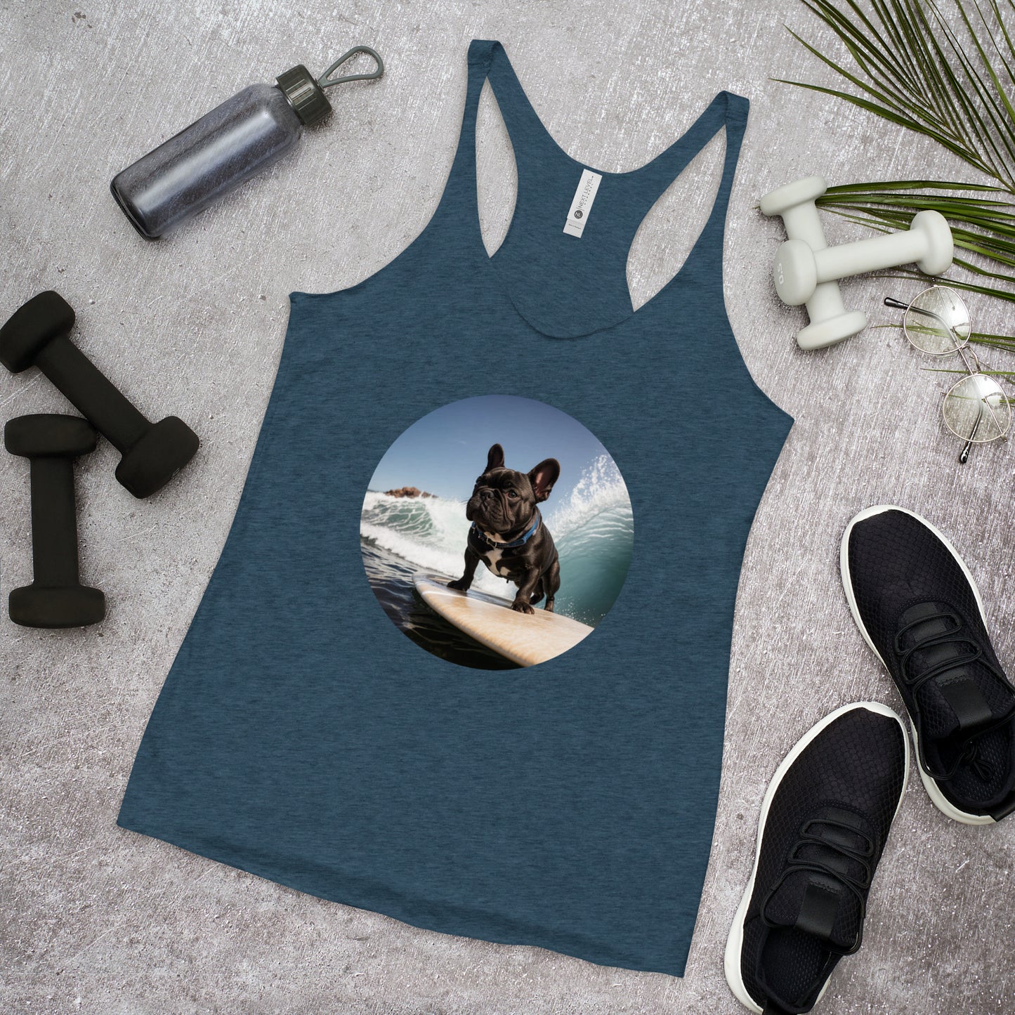 Surfing Pug Women's Racerback Tank