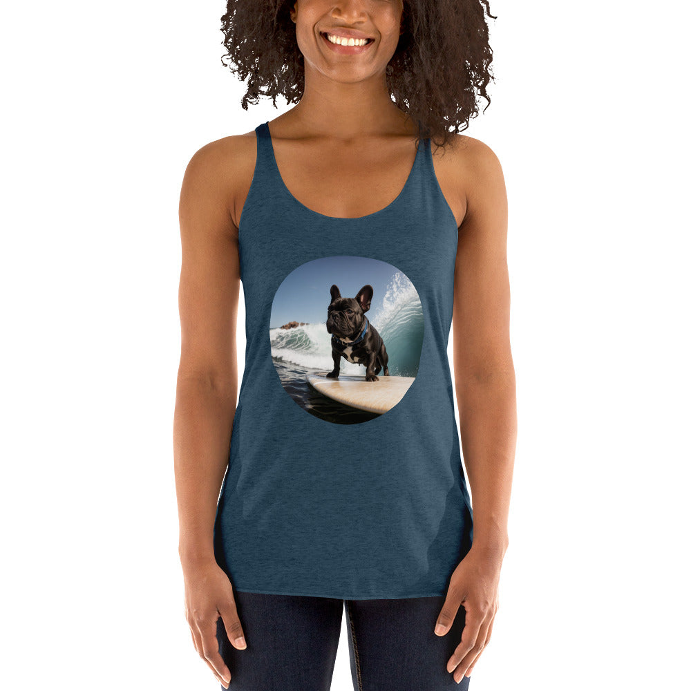 Surfing Pug Women's Racerback Tank