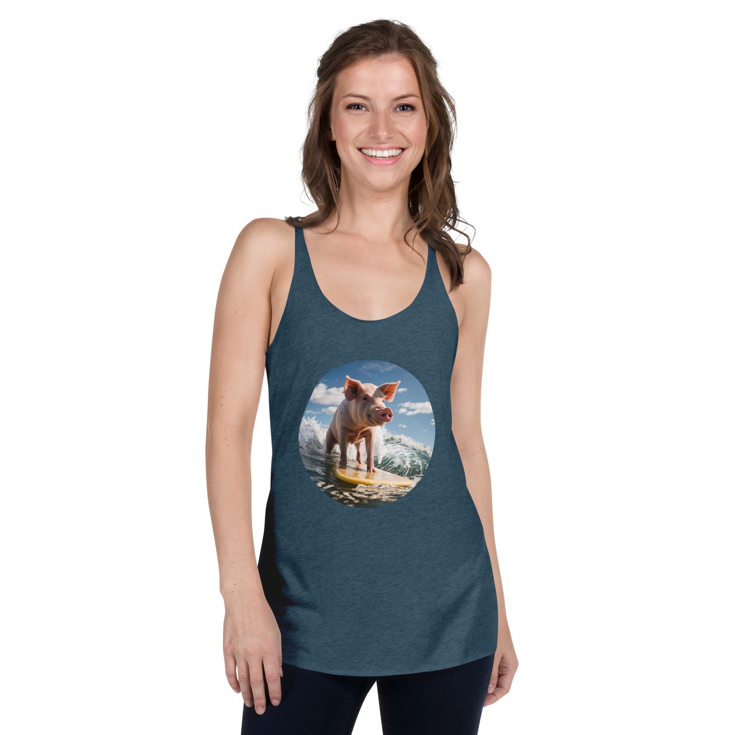 Surfing Pig Women's Racerback Tank