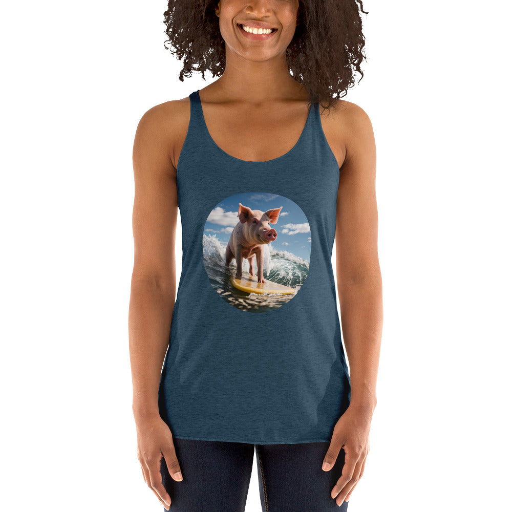 Surfing Pig Women's Racerback Tank