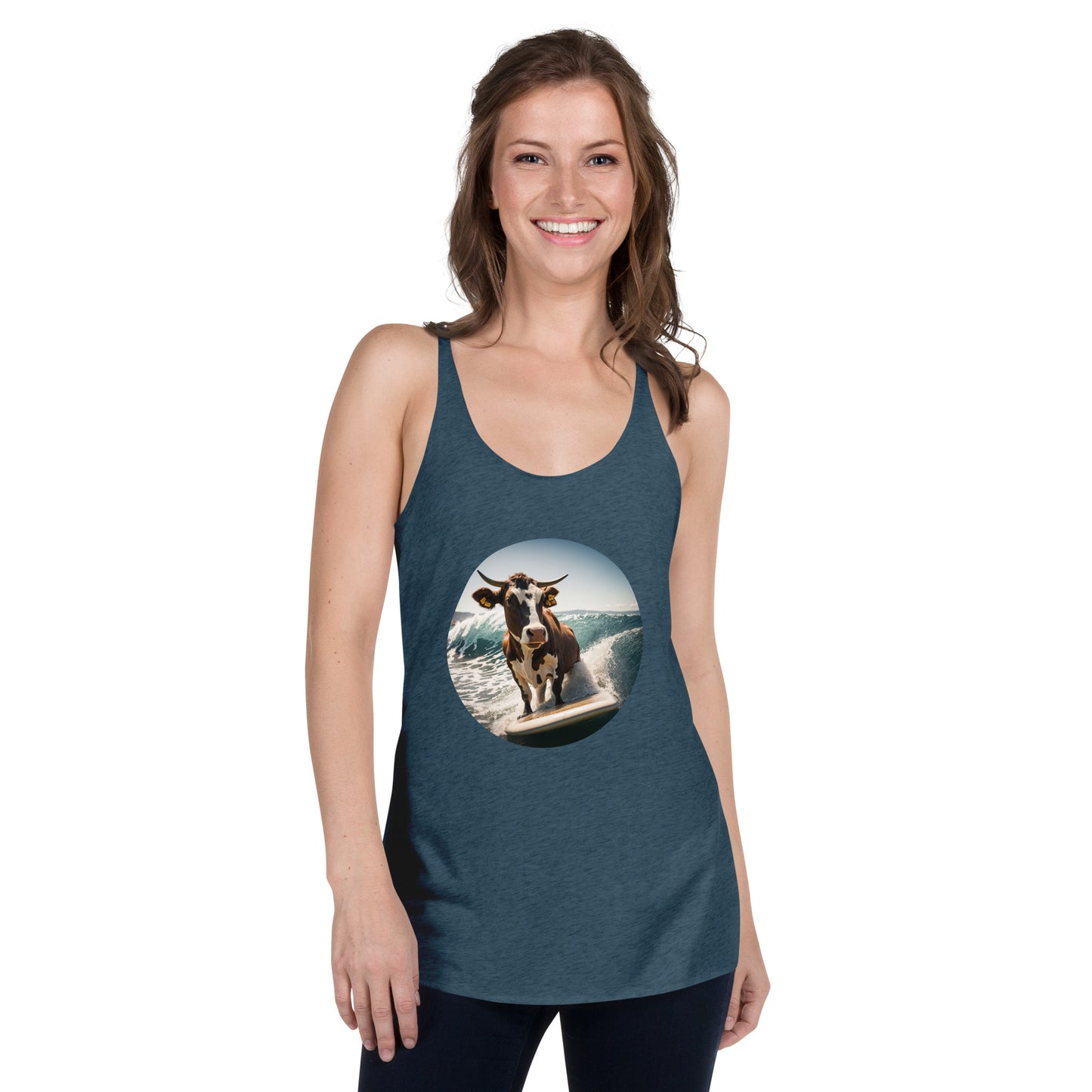 Surfing Cow Women's Racerback Tank