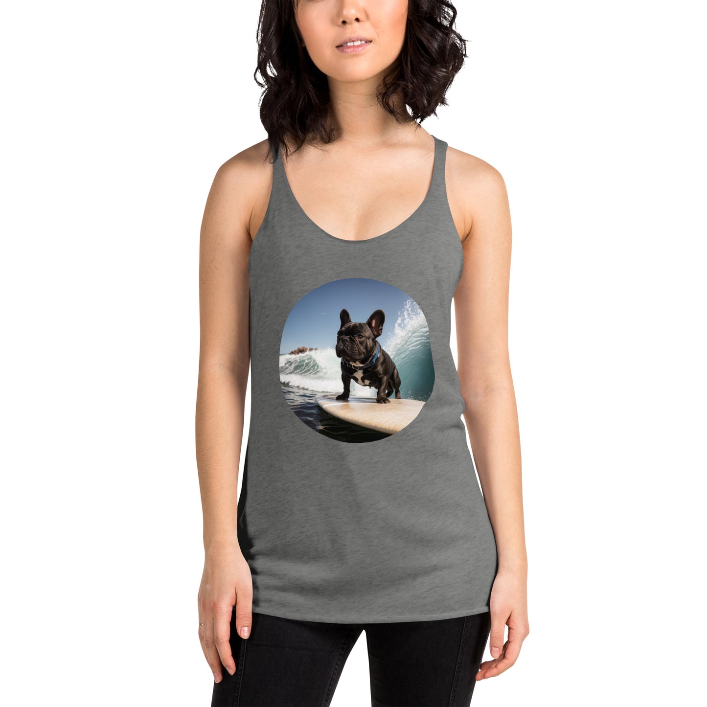 Surfing Pug Women's Racerback Tank