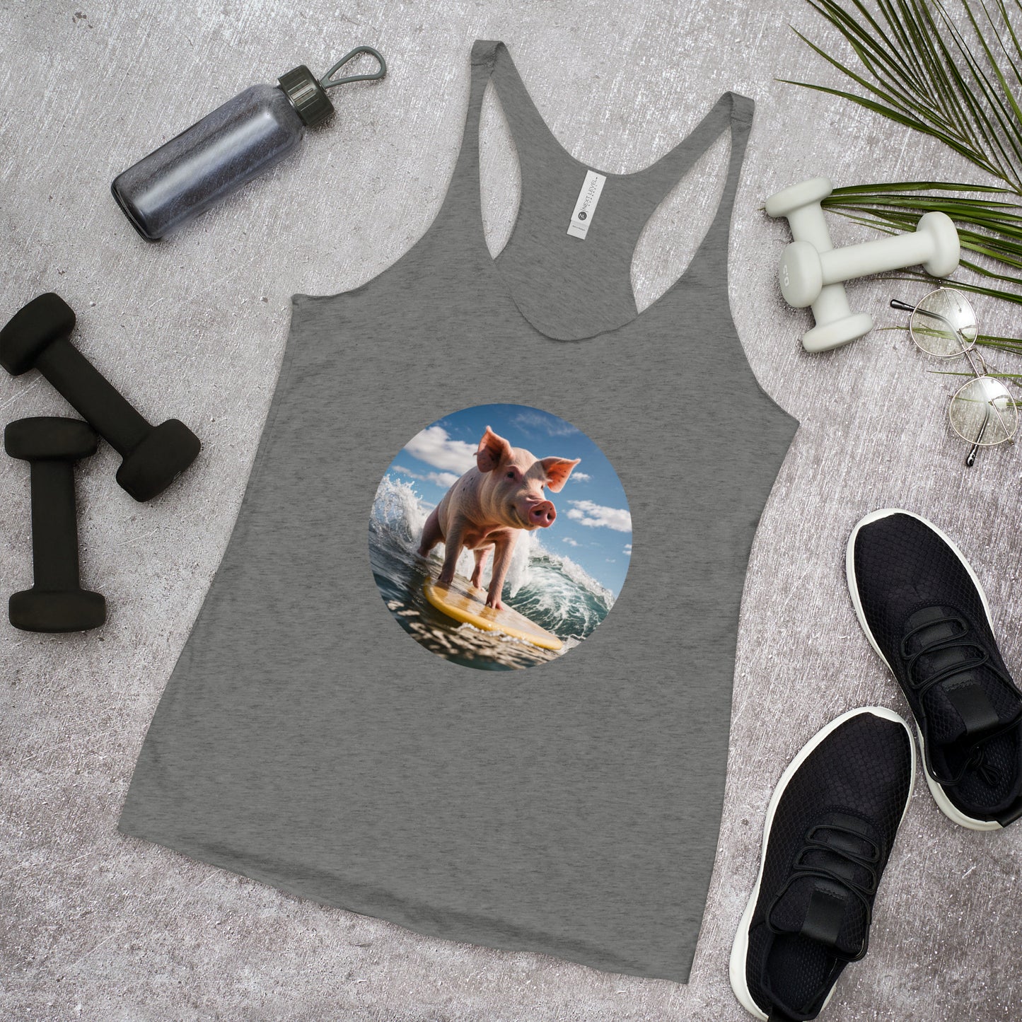 Surfing Pig Women's Racerback Tank