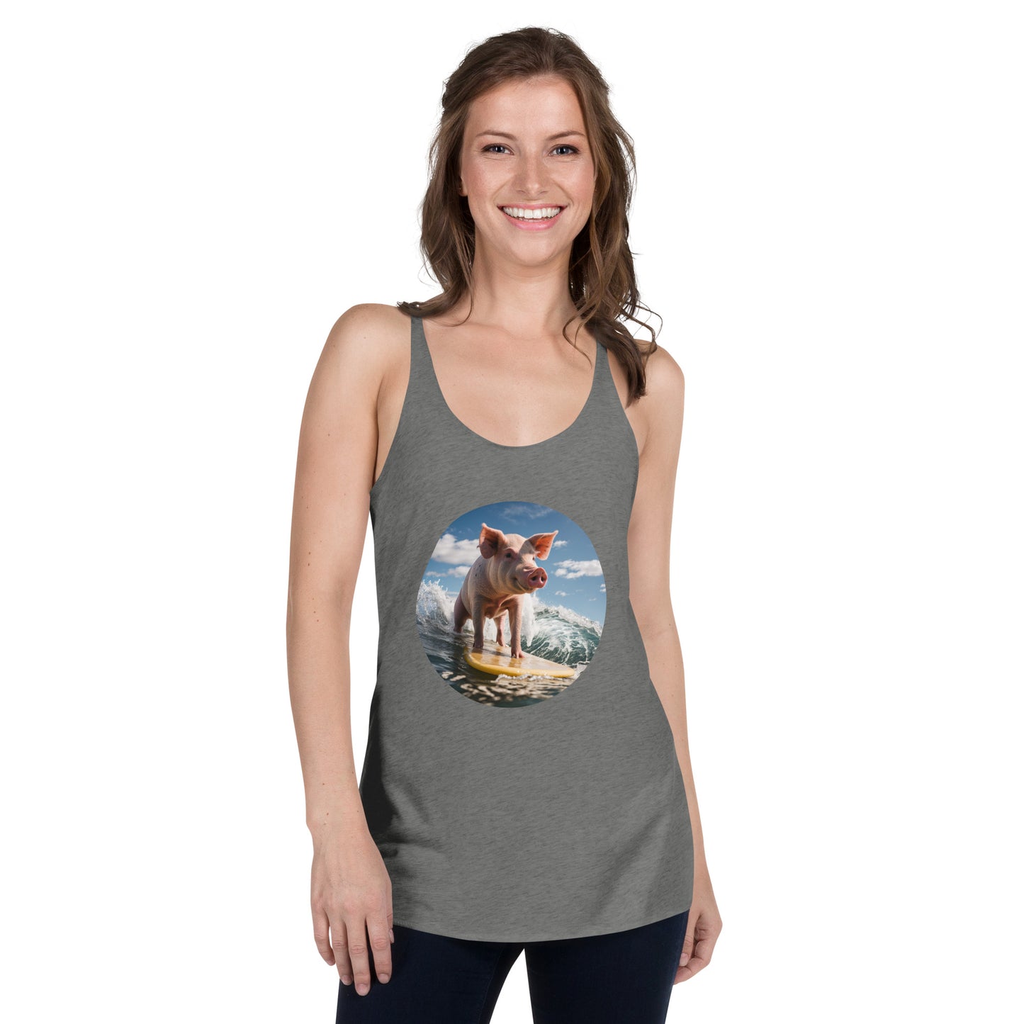 Surfing Pig Women's Racerback Tank