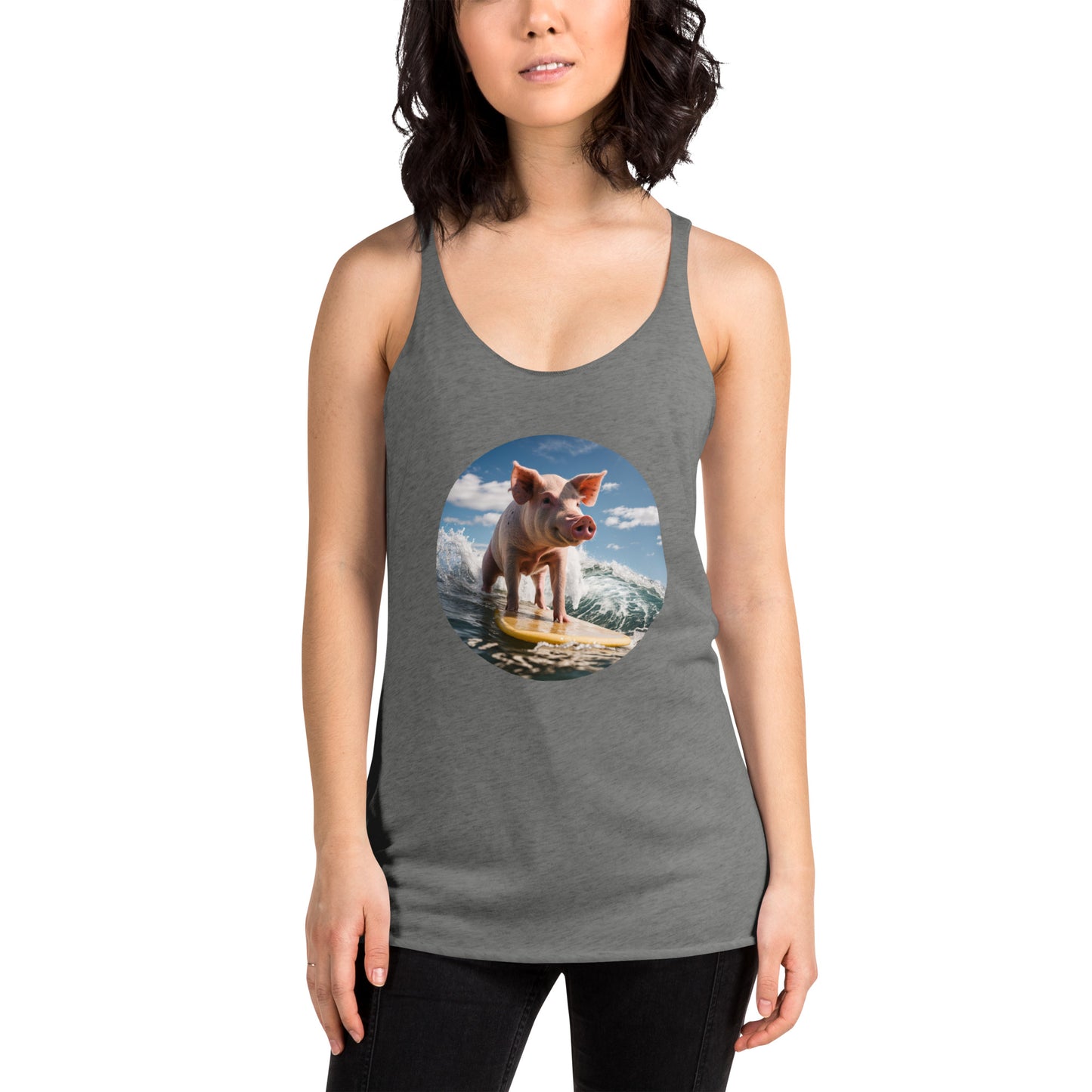 Surfing Pig Women's Racerback Tank