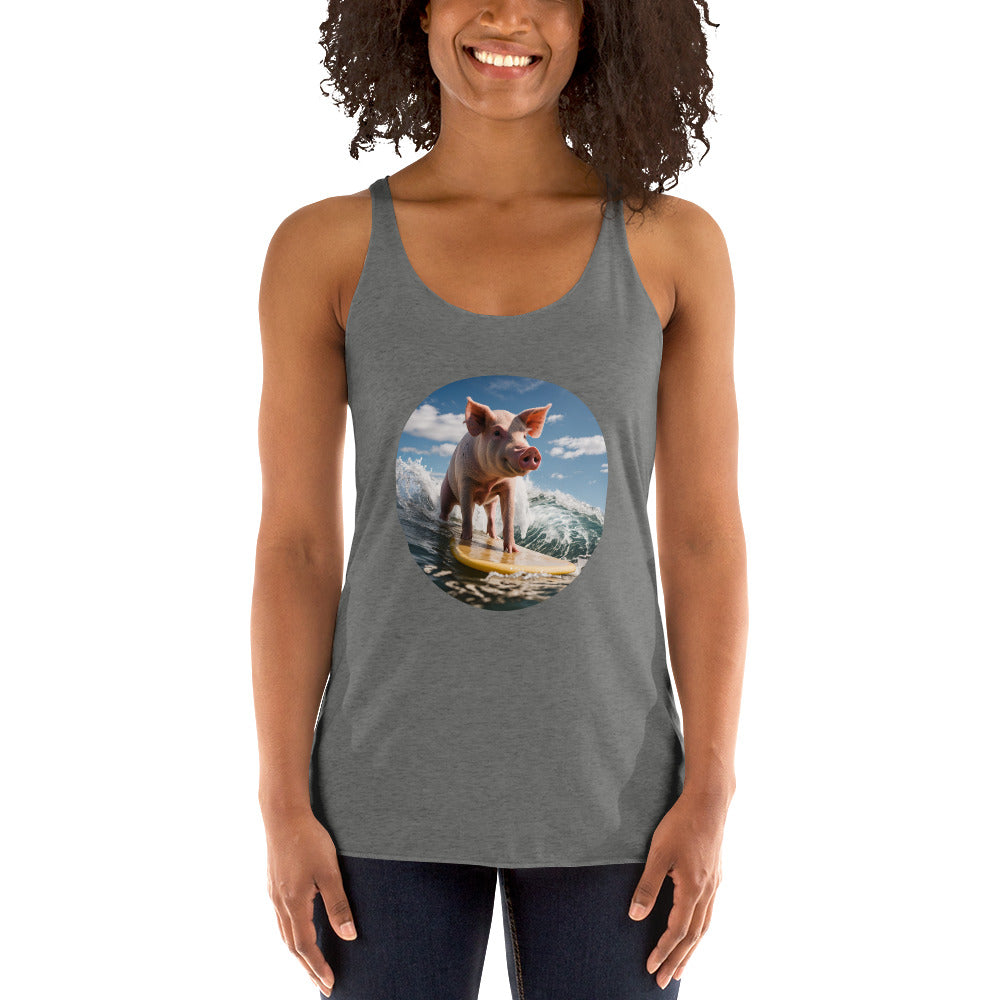 Surfing Pig Women's Racerback Tank