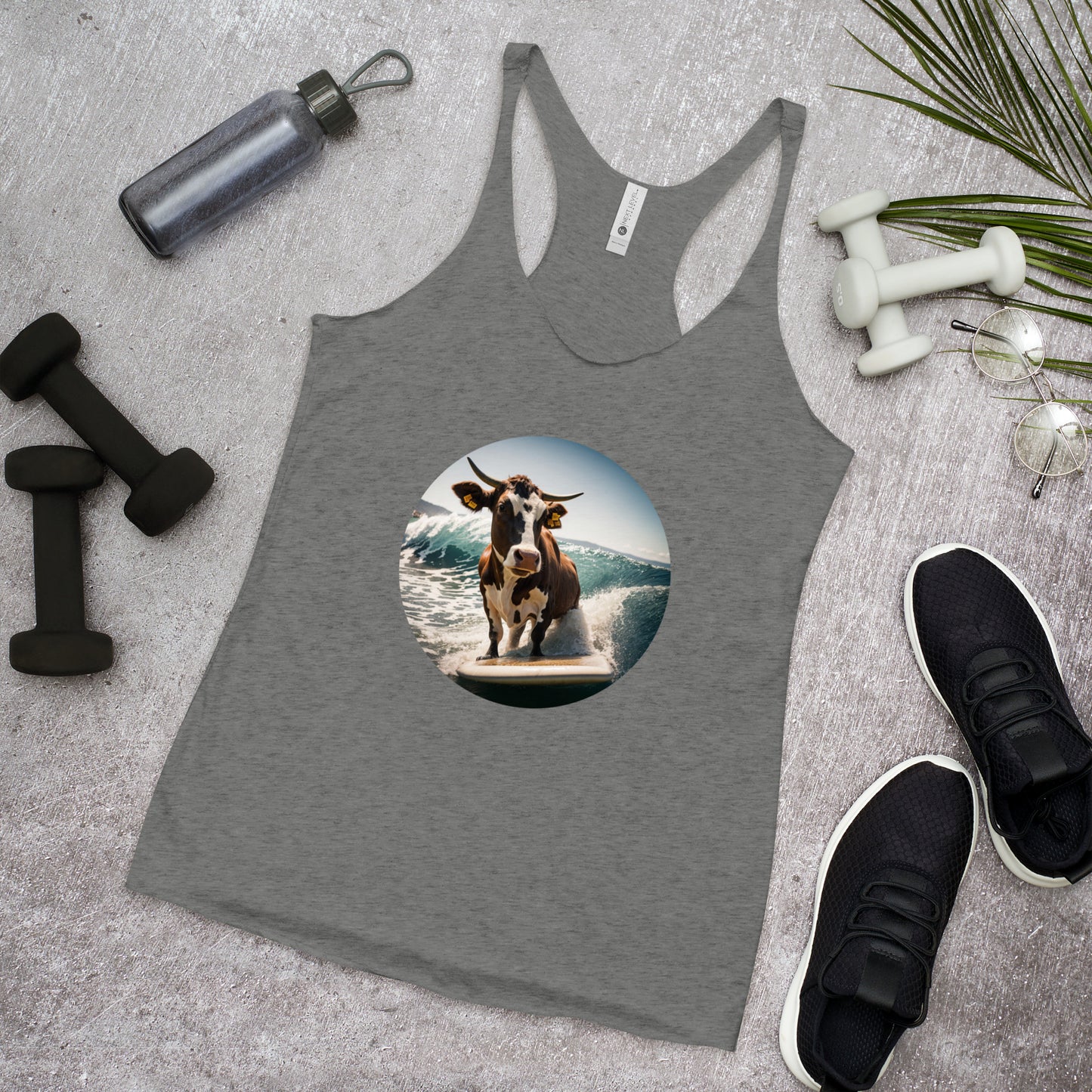 Surfing Cow Women's Racerback Tank