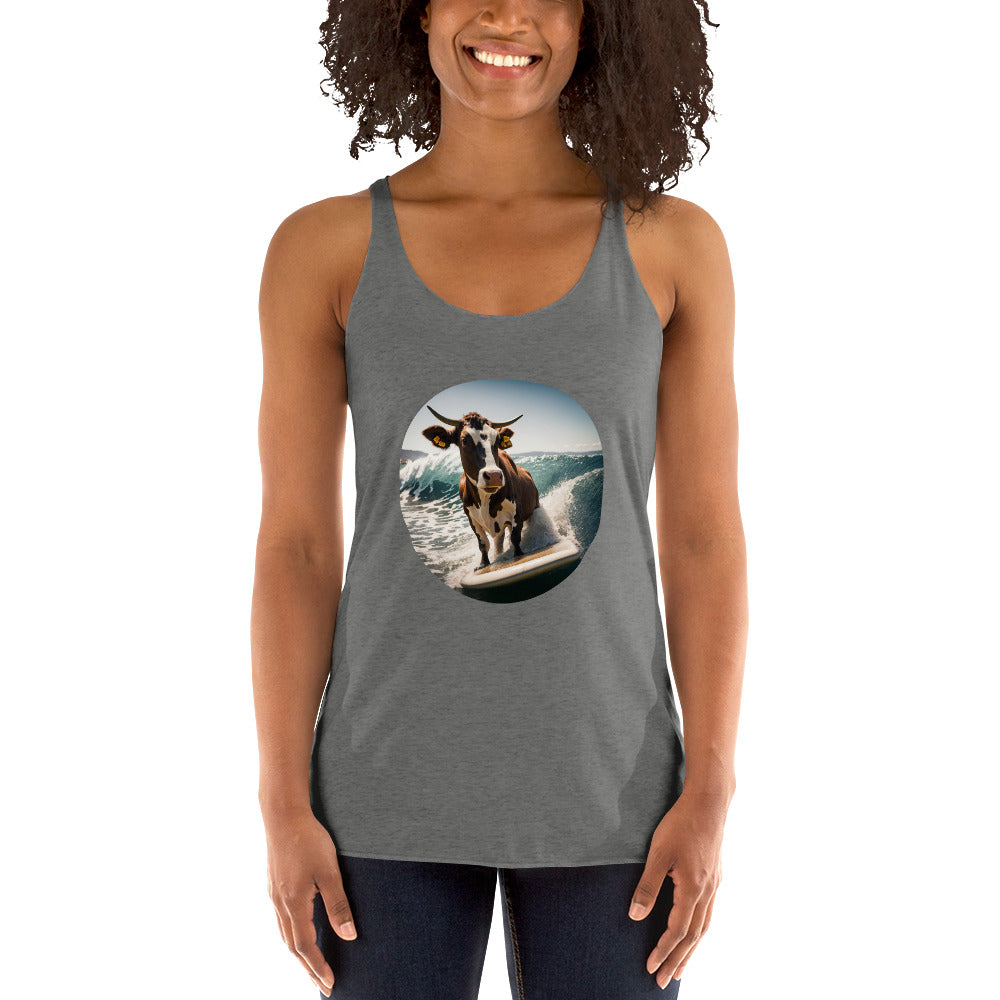 Surfing Cow Women's Racerback Tank