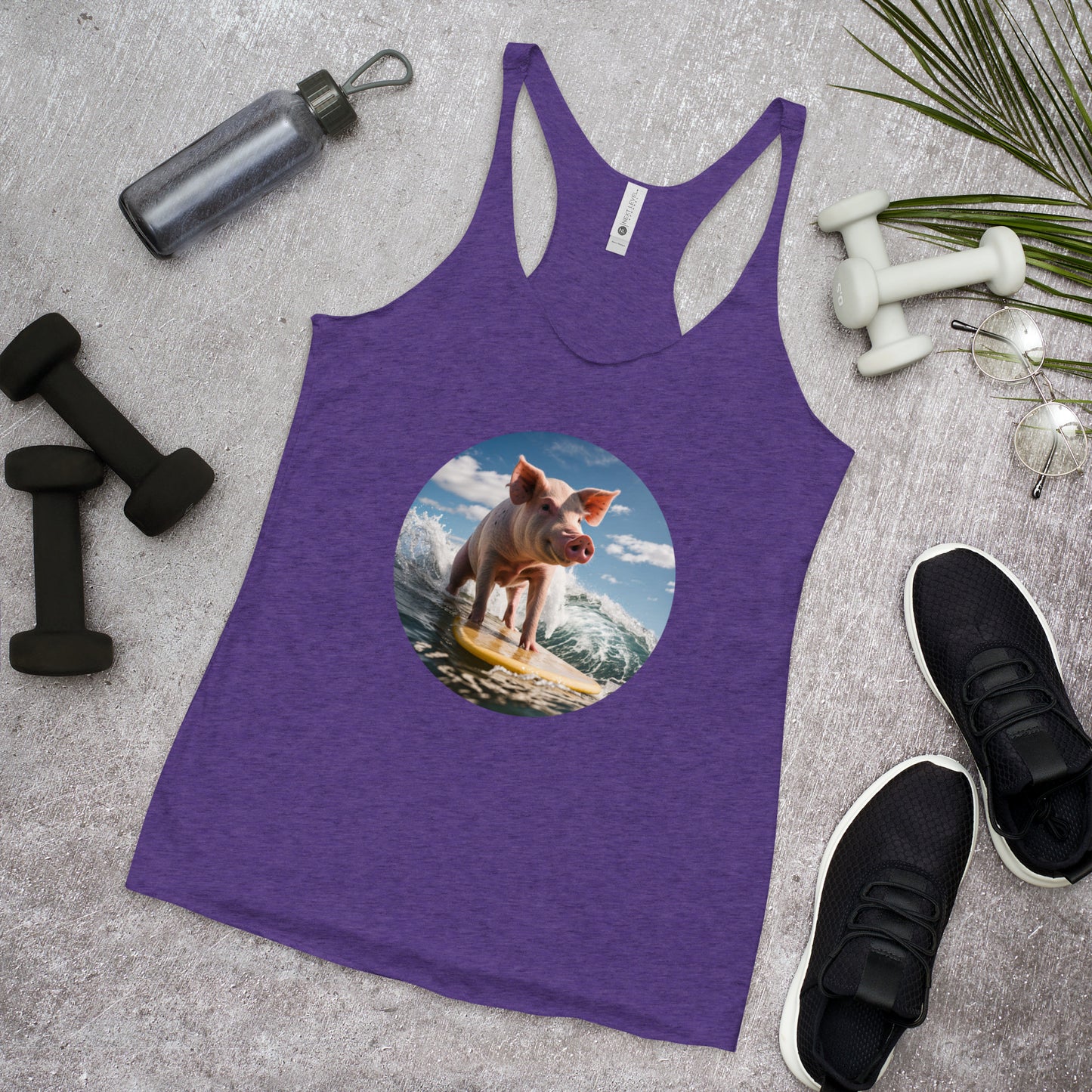 Surfing Pig Women's Racerback Tank