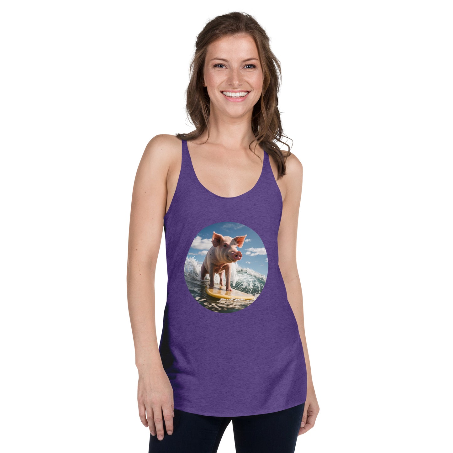 Surfing Pig Women's Racerback Tank