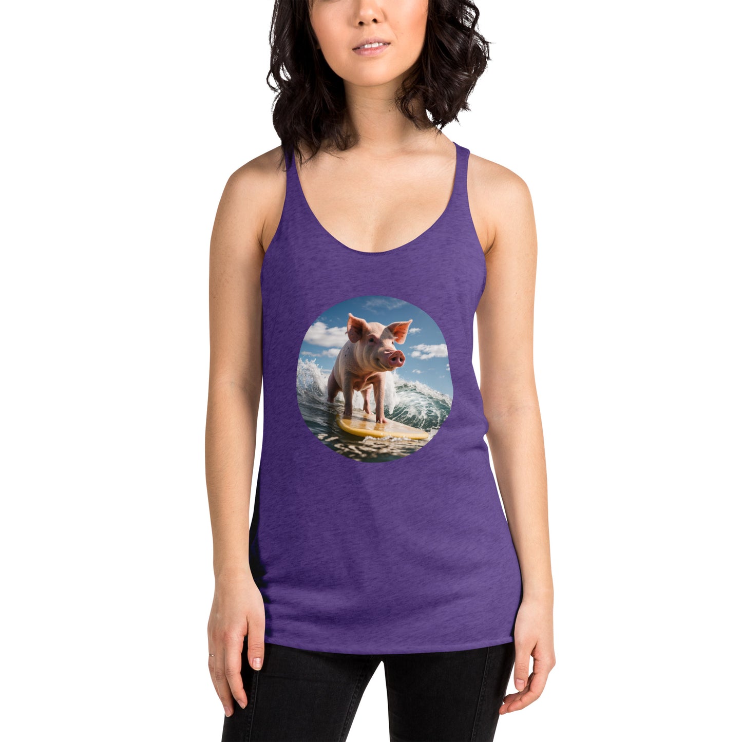 Surfing Pig Women's Racerback Tank