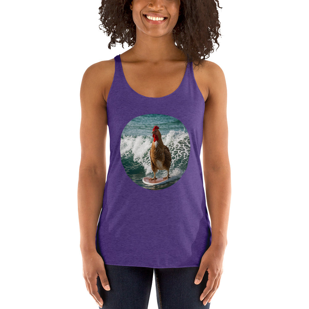 Surfing Chicken Women's Racerback Tank