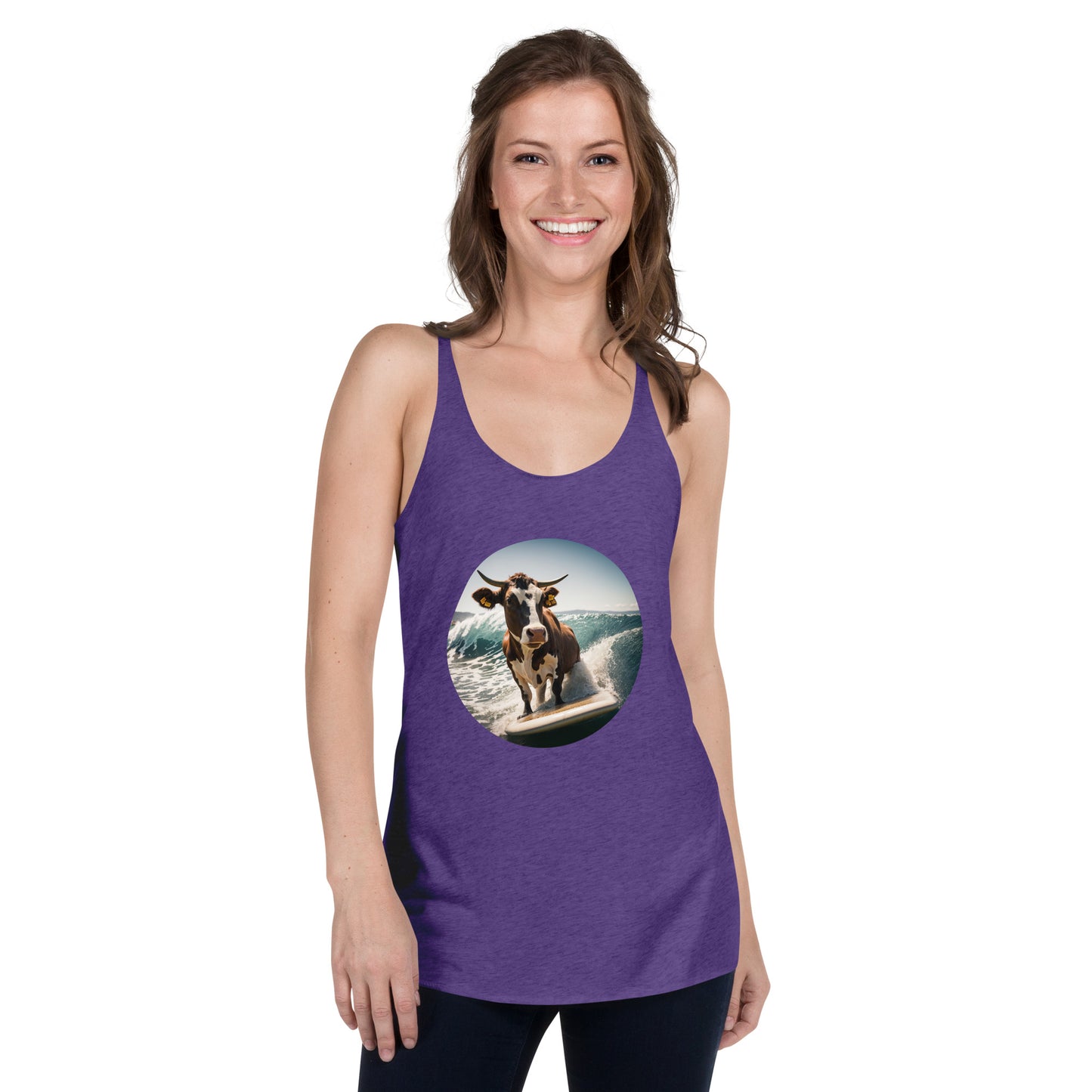 Surfing Cow Women's Racerback Tank