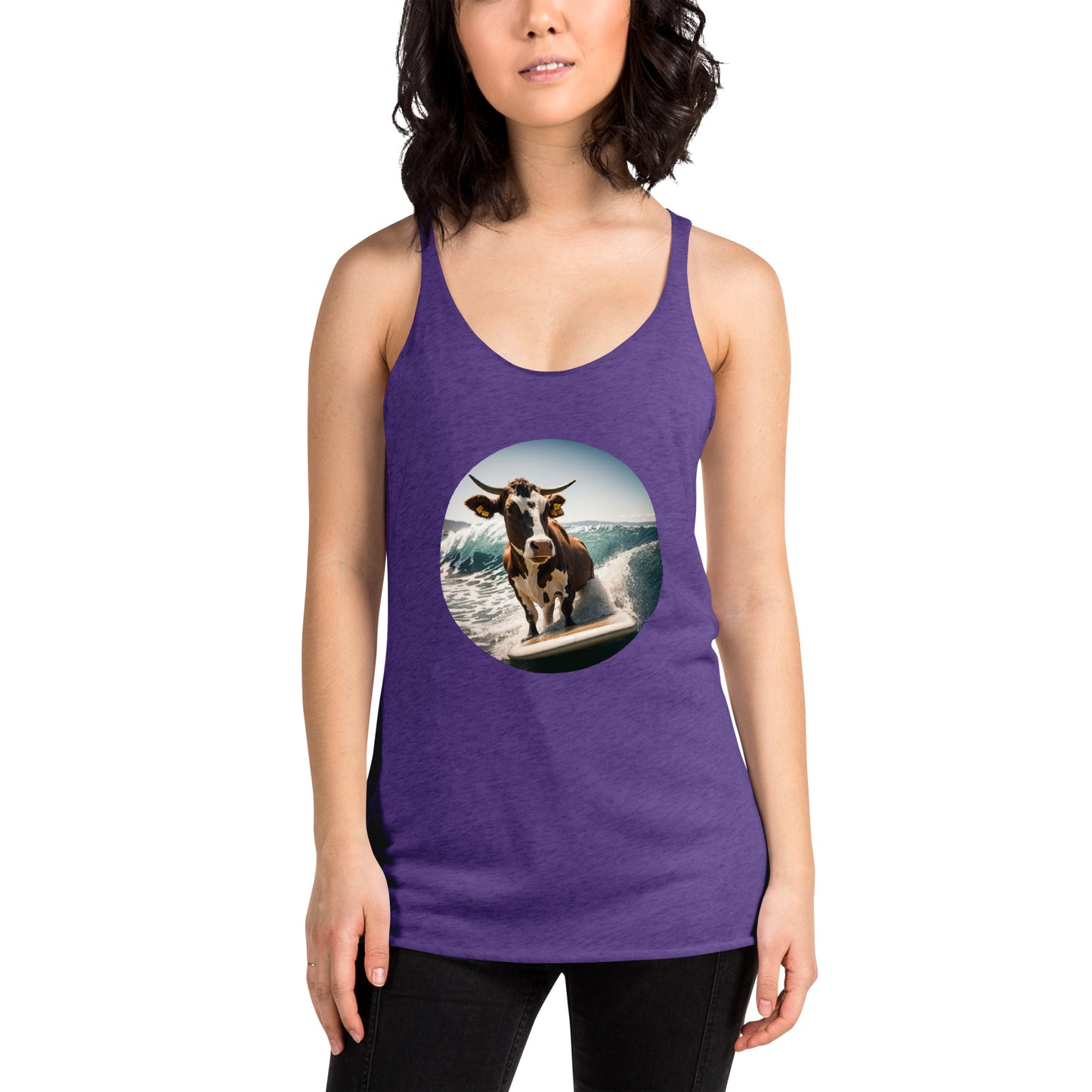 Surfing Cow Women's Racerback Tank