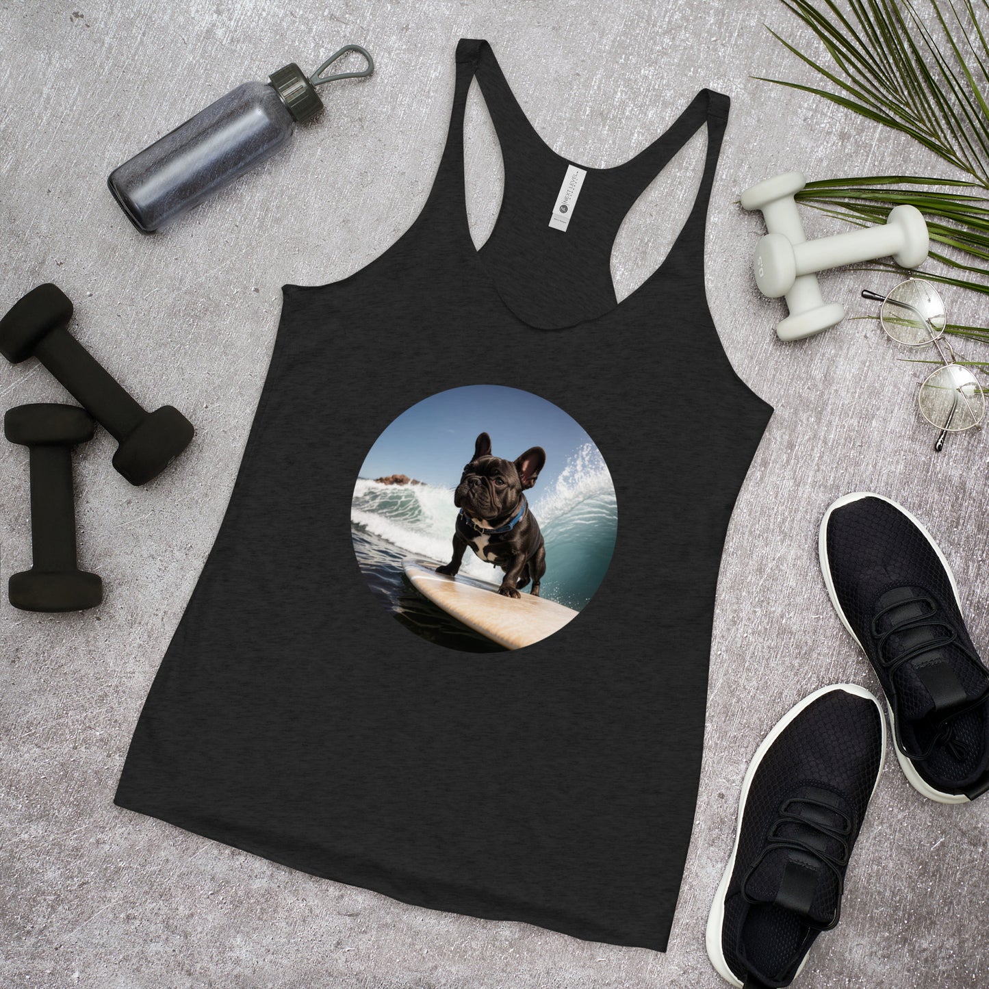 Surfing Pug Women's Racerback Tank