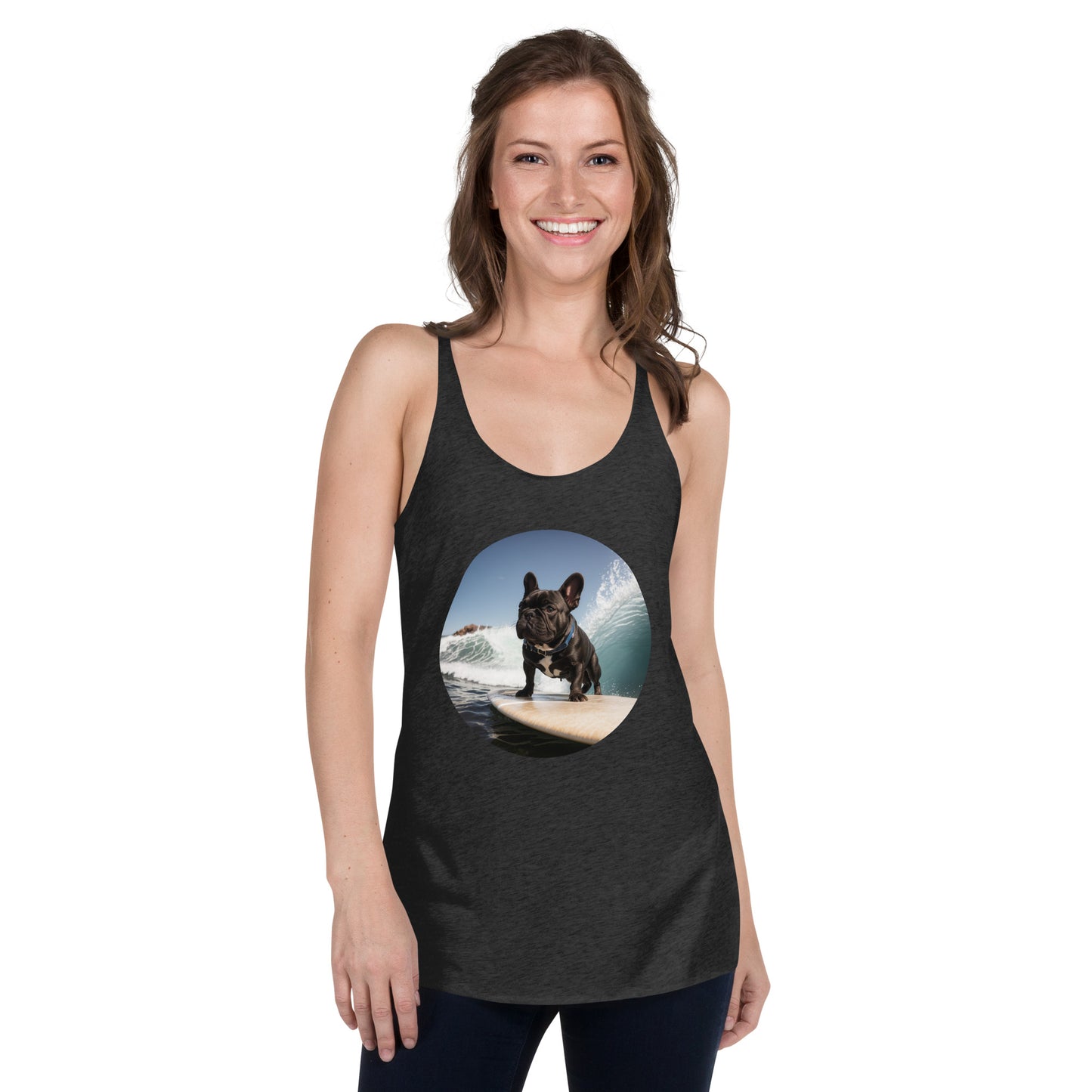 Surfing Pug Women's Racerback Tank