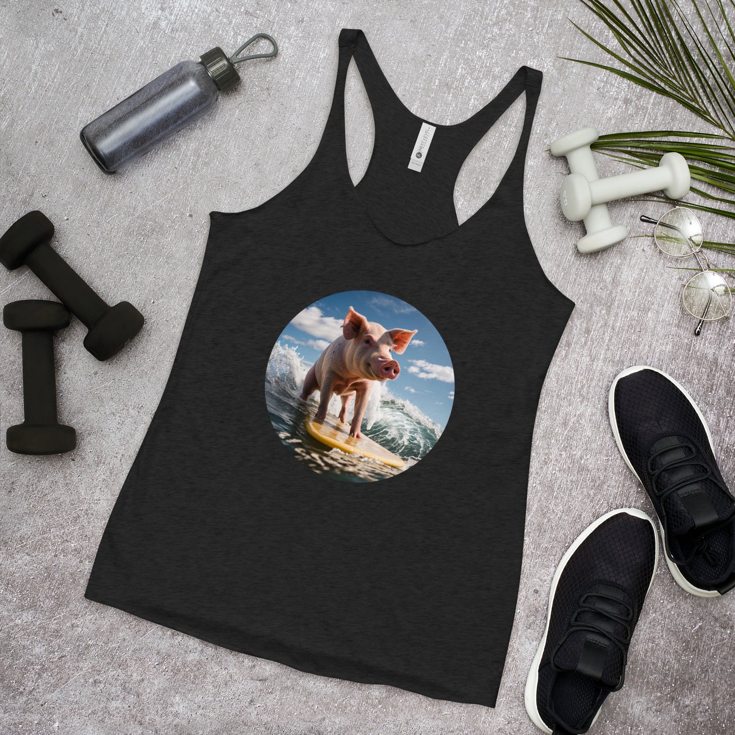 Surfing Pig Women's Racerback Tank