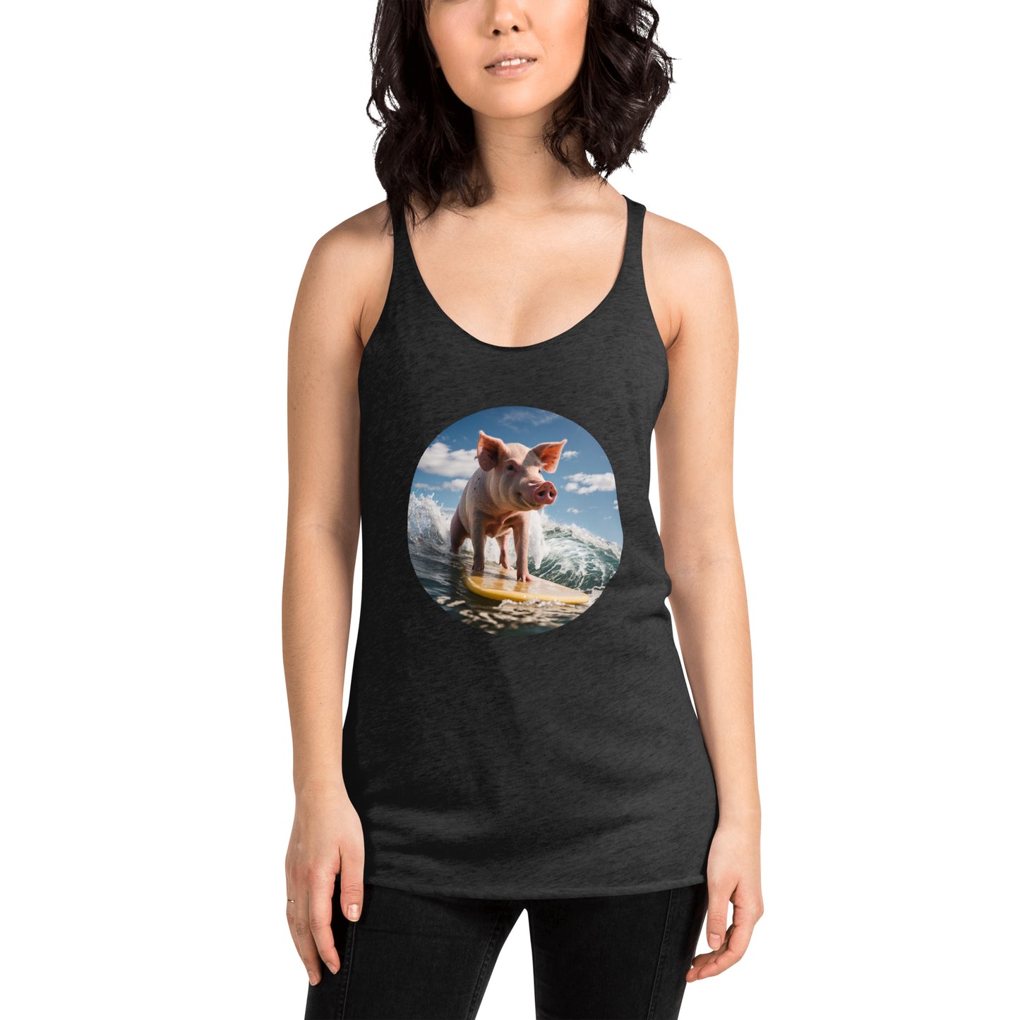 Surfing Pig Women's Racerback Tank