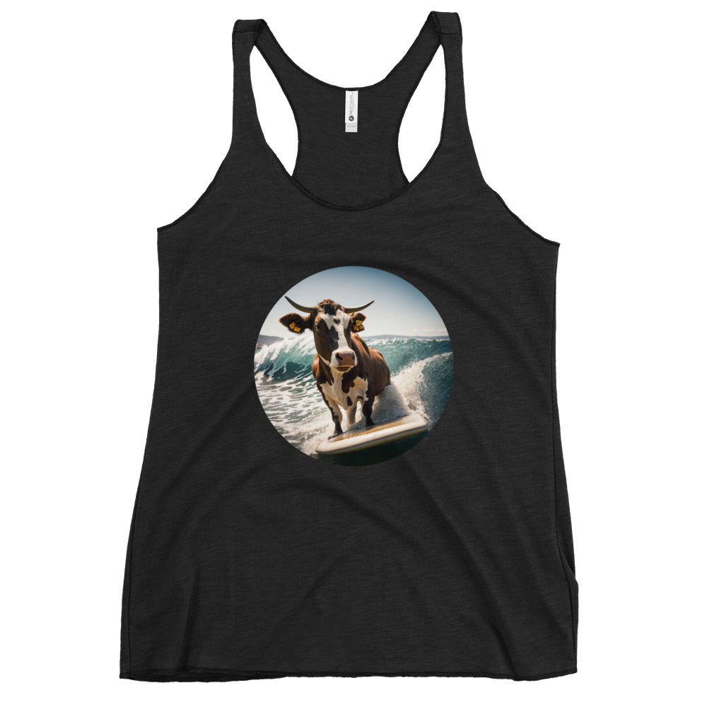 Surfing Cow Women's Racerback Tank