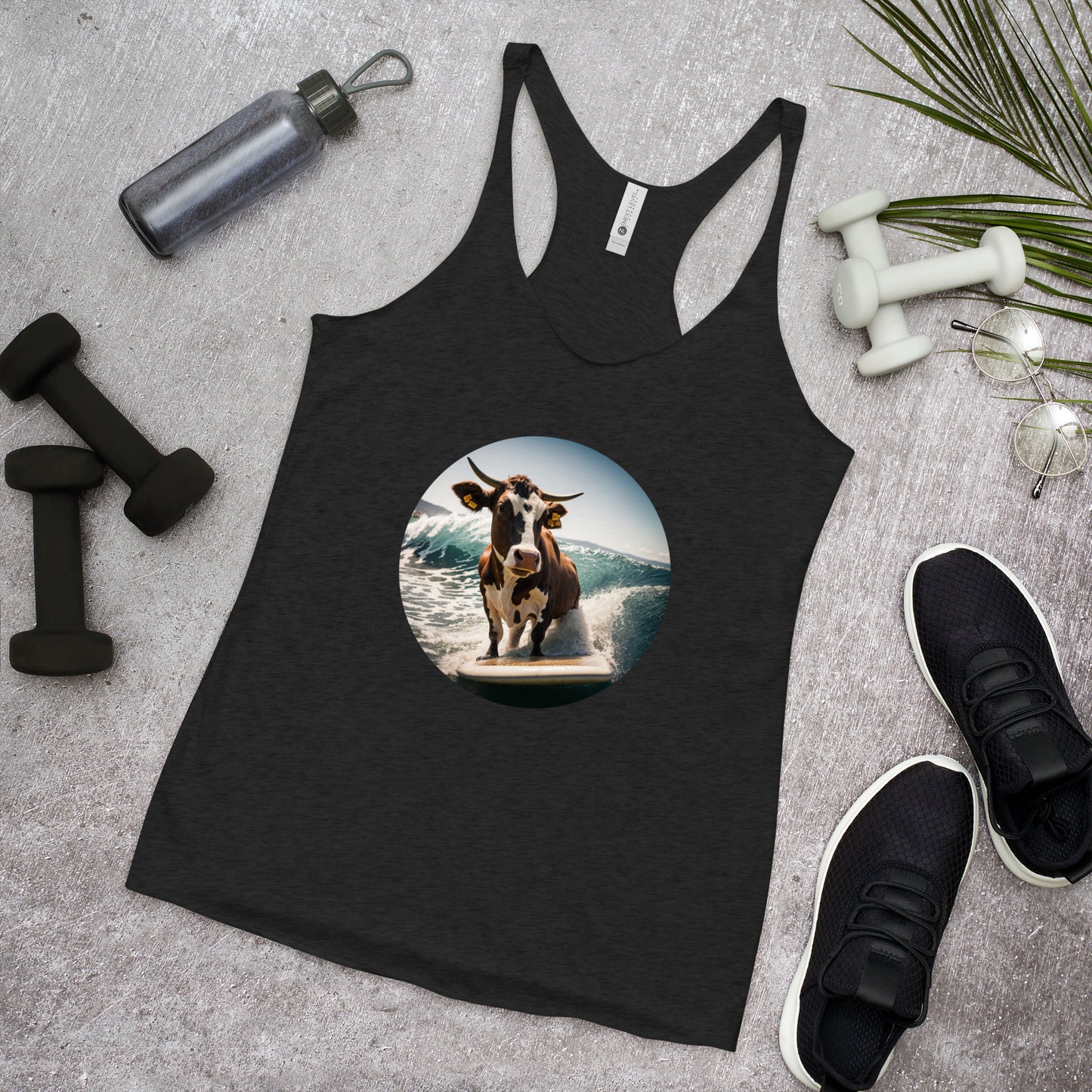 Surfing Cow Women's Racerback Tank