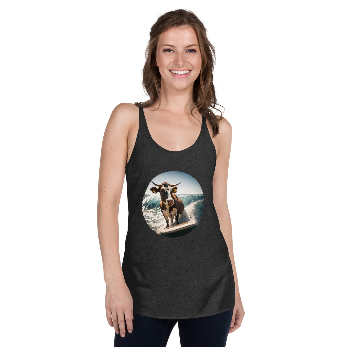 Surfing Cow Women's Racerback Tank