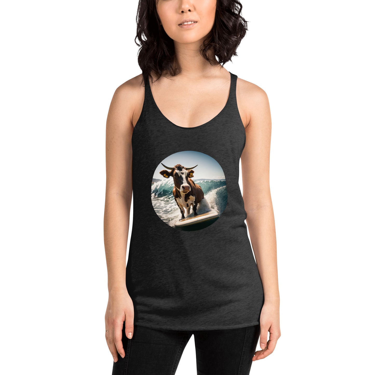 Surfing Cow Women's Racerback Tank