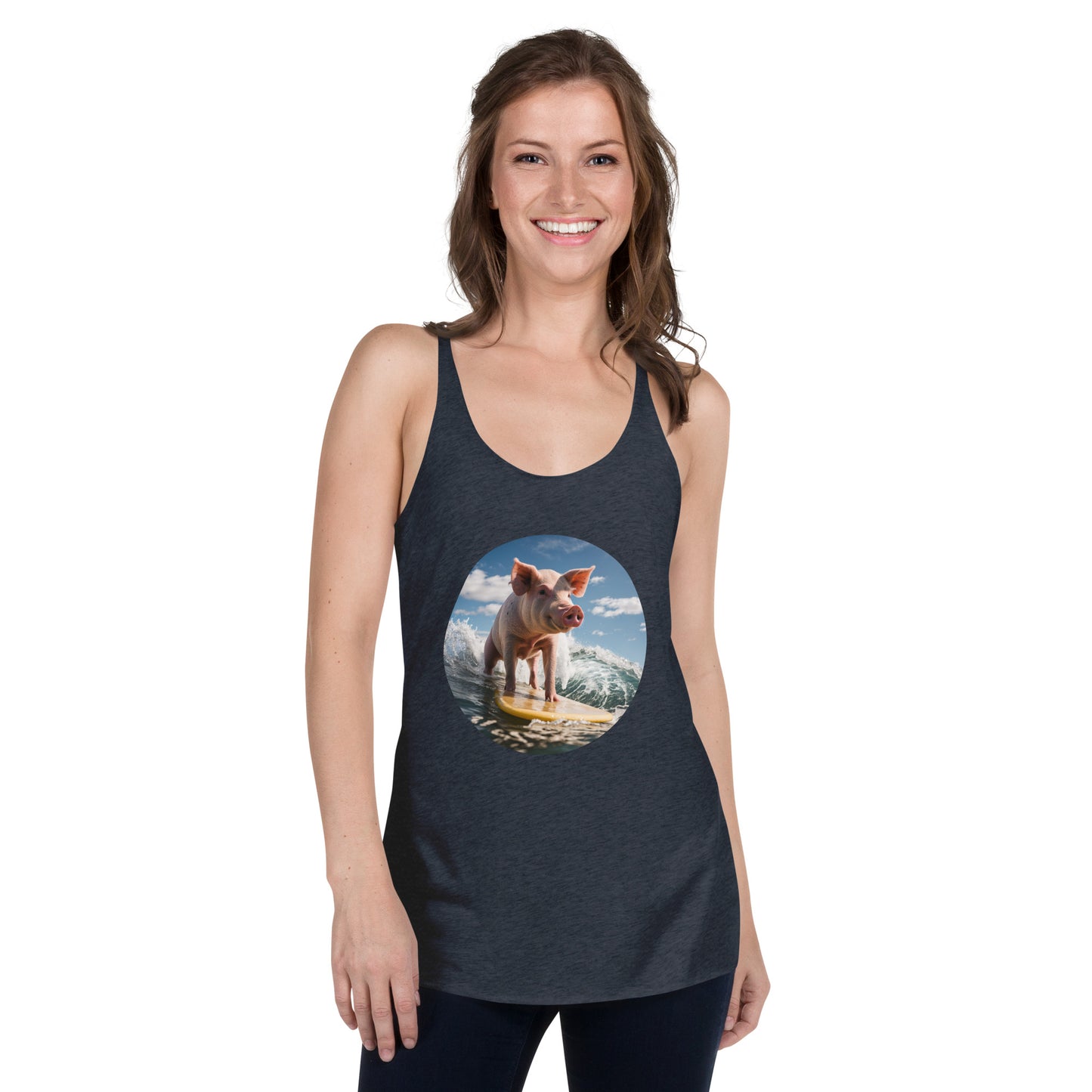 Surfing Pig Women's Racerback Tank