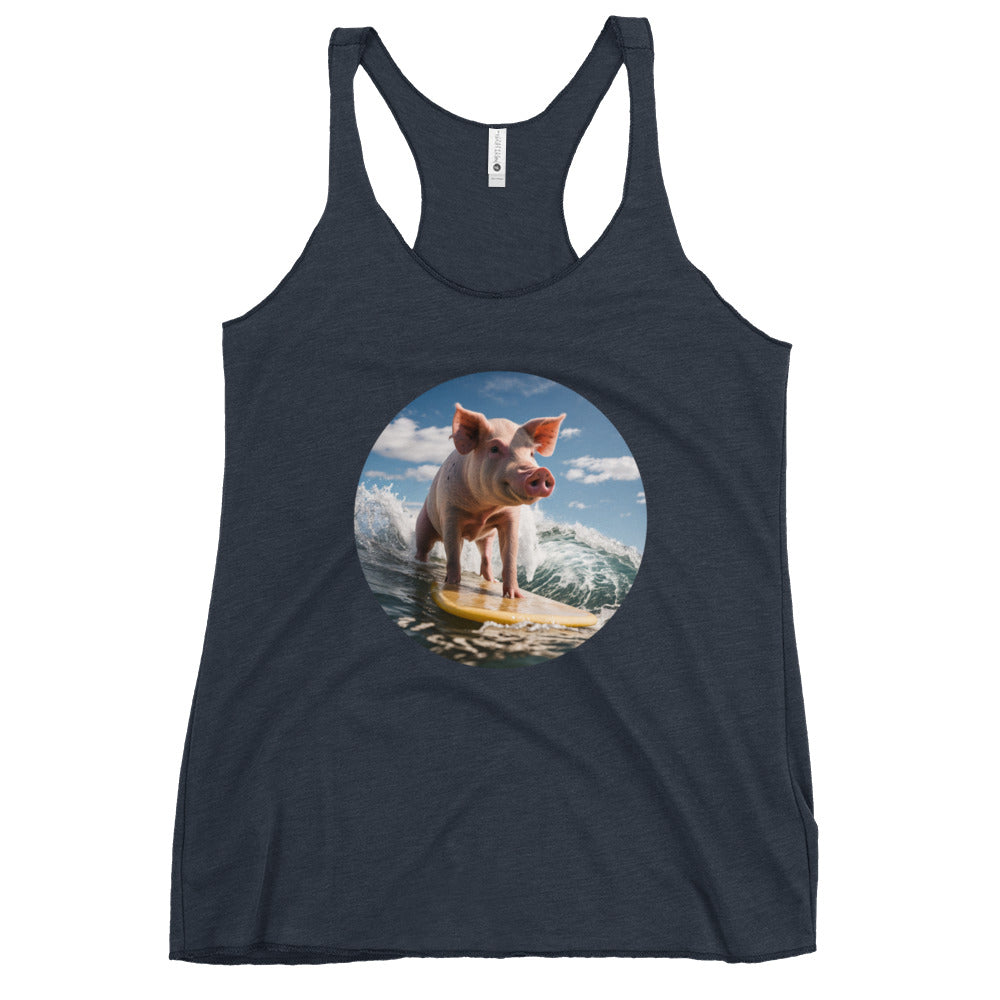 Surfing Pig Women's Racerback Tank