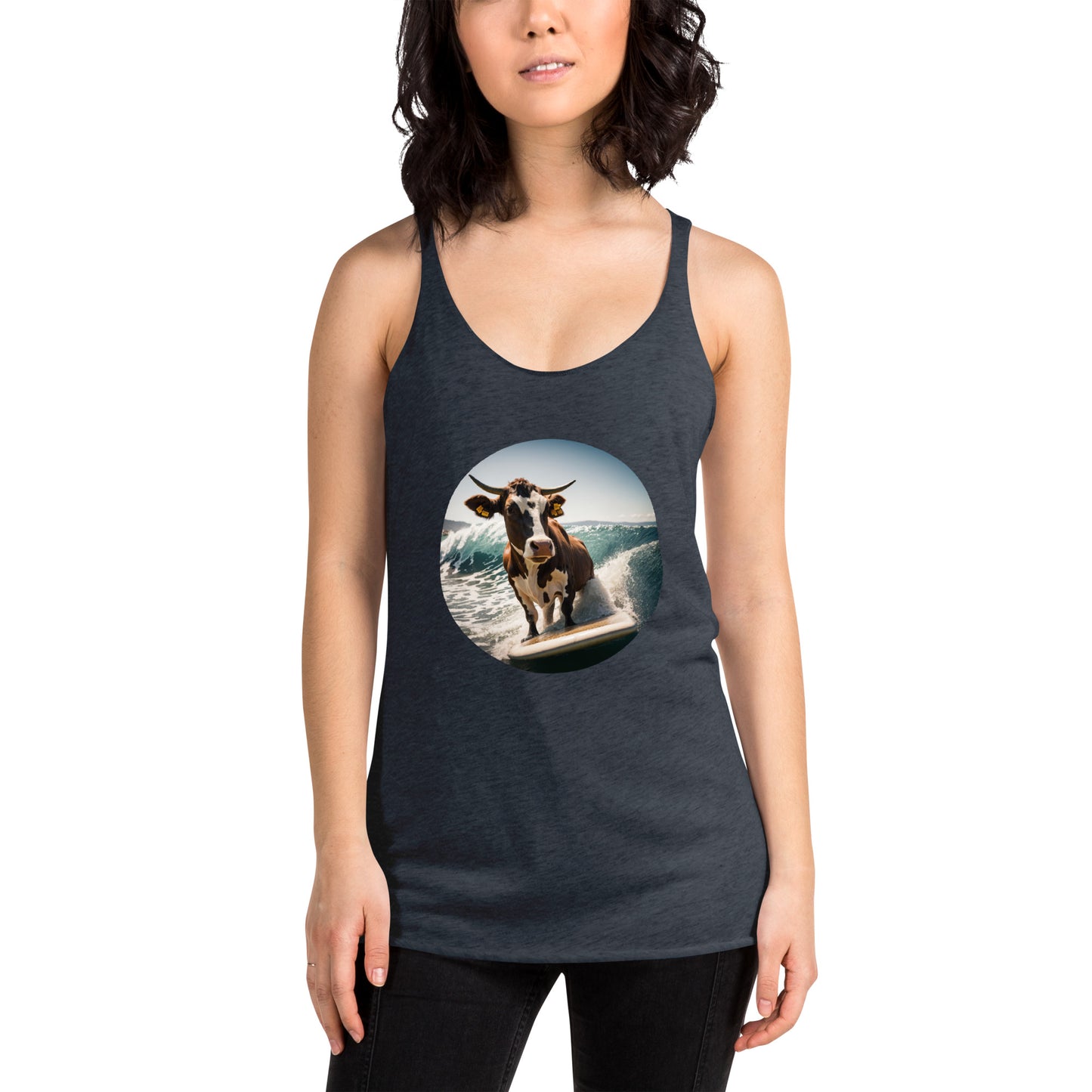 Surfing Cow Women's Racerback Tank