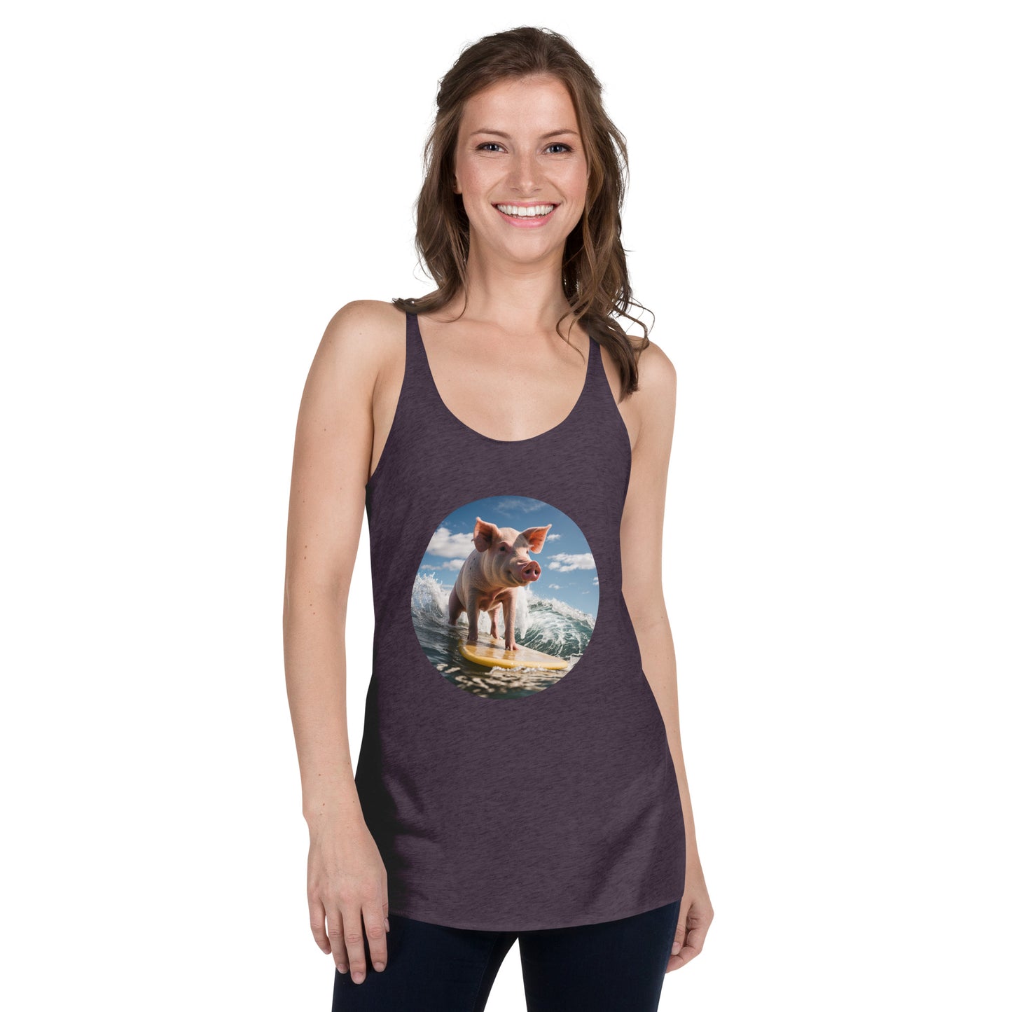 Surfing Pig Women's Racerback Tank